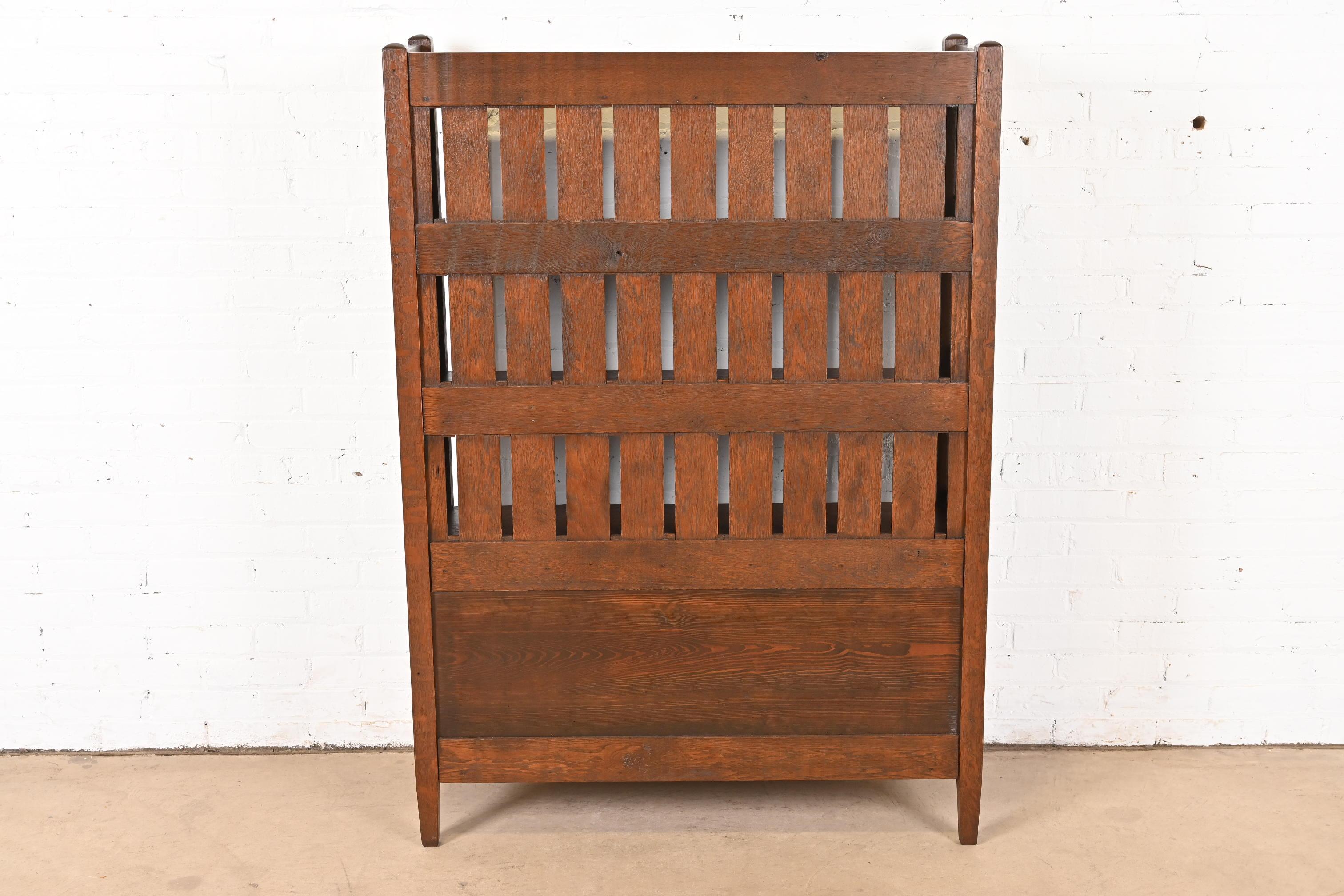 Stickley Brothers Style Antique Mission Oak Arts & Crafts Bookcase, Refinished For Sale 3