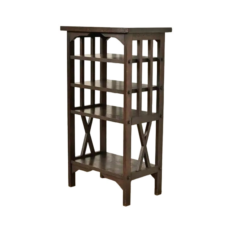 Stickley Brothers Style Antique Mission Oak Arts & Crafts Bookstand, Circa 1910