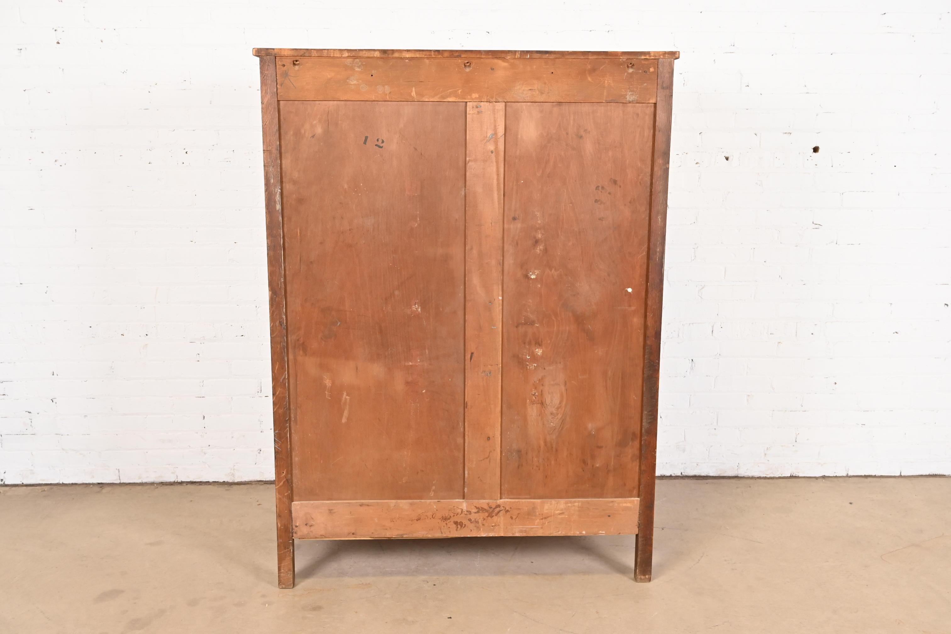 Stickley Brothers Style Antique Mission Oak Arts & Crafts Chifferobe or Armoire  13