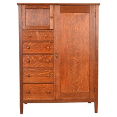 Stickley Brothers Style Antique Mission Oak Arts & Crafts Chifferobe or Armoire