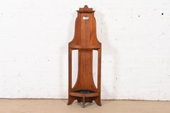 Stickley Brothers Style Antique Mission Oak Arts & Crafts Corner Umbrella Stand