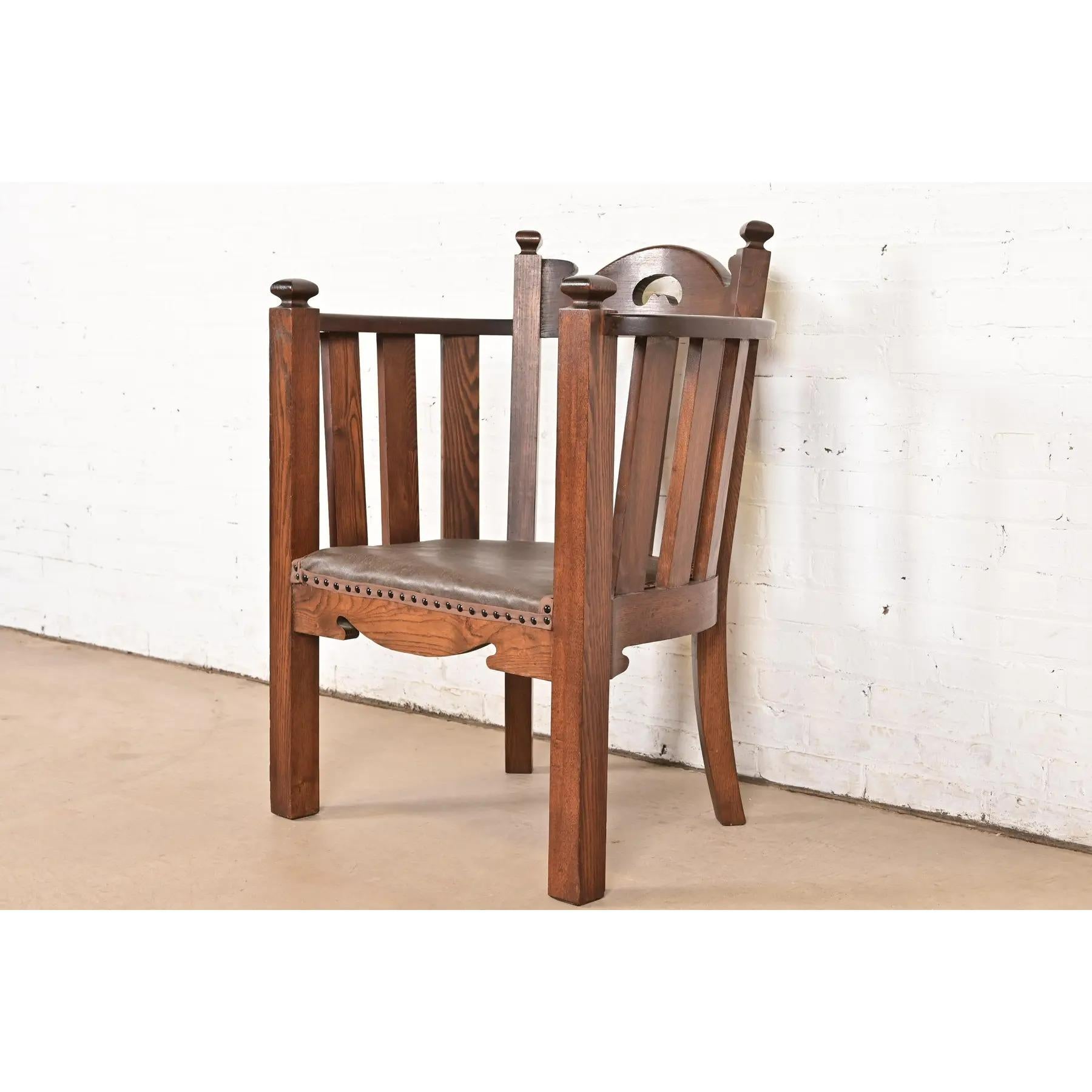 Americano Sedia da club a cubo in stile Stickley Brothers, antica Mission Arts & Crafts in quercia in vendita