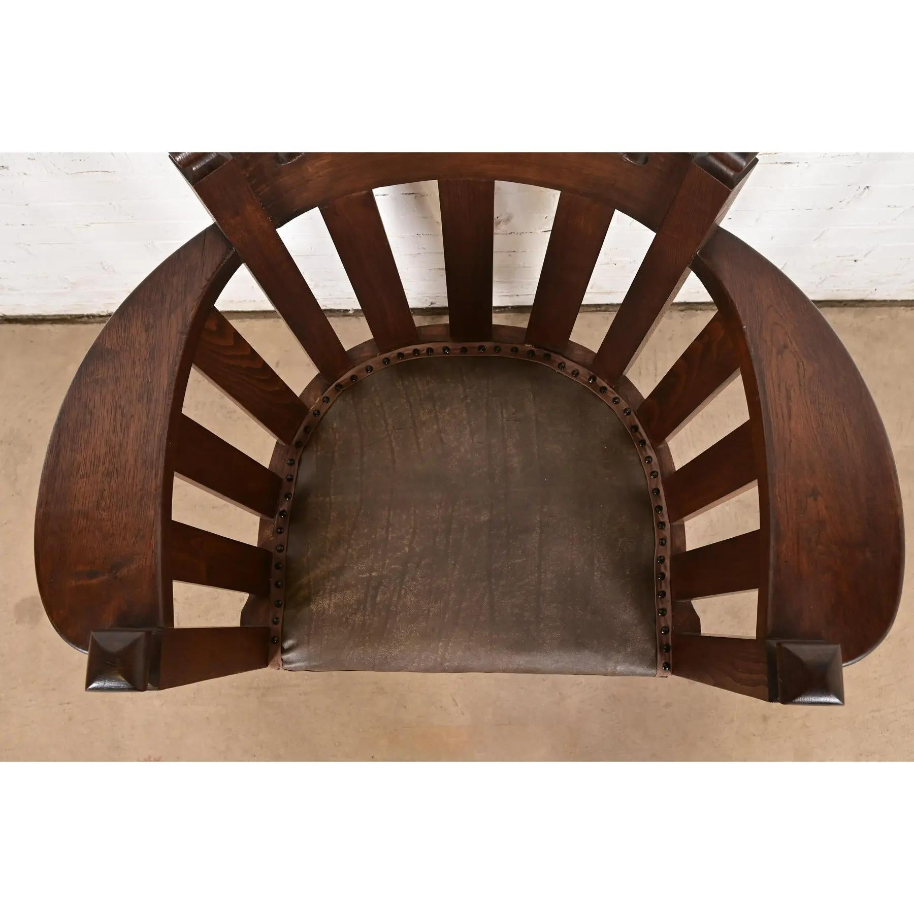 Tappezzeria Sedia da club a cubo in stile Stickley Brothers, antica Mission Arts & Crafts in quercia in vendita