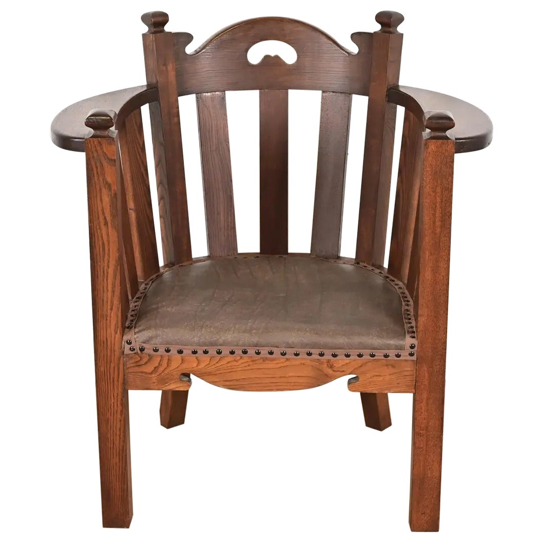 Sedia da club a cubo in stile Stickley Brothers, antica Mission Arts 
Crafts in quercia in vendita