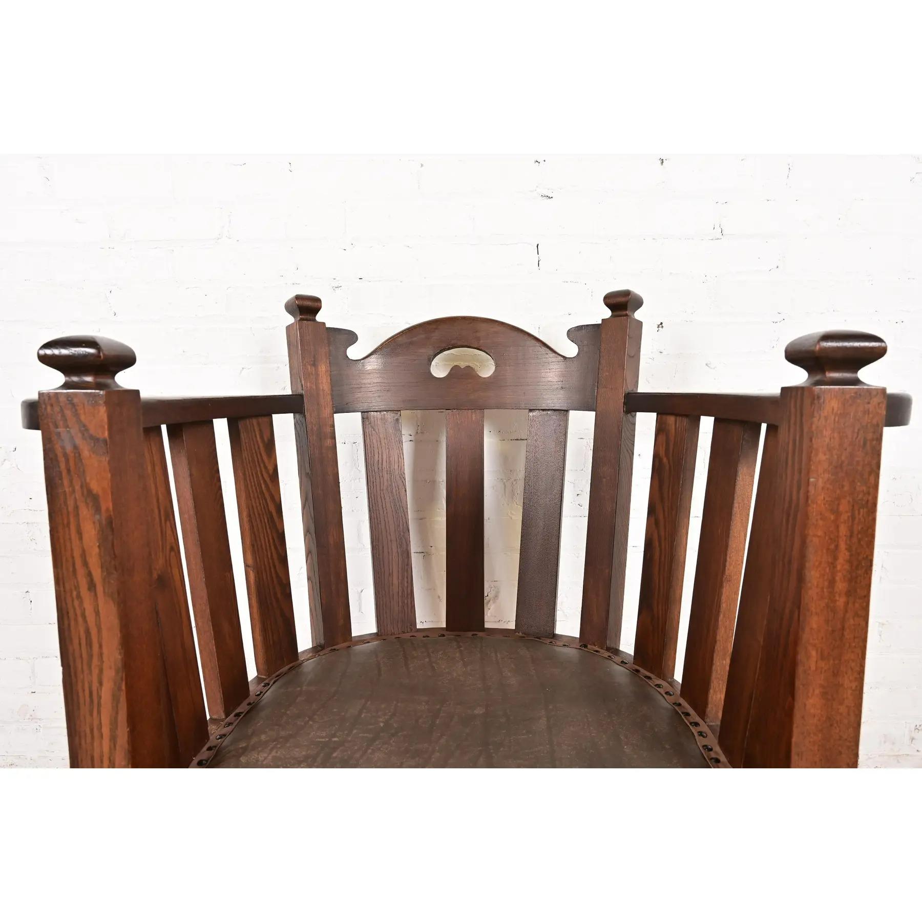 Upholstery Stickley Brothers Style Antique Mission Oak Arts & Crafts Cube Club Chairs, Pair For Sale