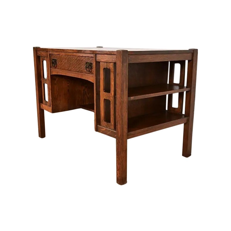 Stickley Brothers Style Antique Mission Oak Arts 
Crafts Desk, Circa 1900