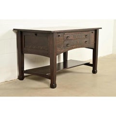 Stickley Brothers Style Antique Mission Oak Arts & Crafts Desk, Circa 1910