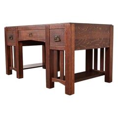 Stickley Brothers Style Antique Mission Oak Arts & Crafts Desk, Circa 1910