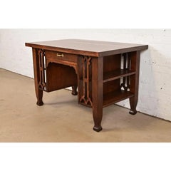 Stickley Brothers Style Antique Mission Oak Arts & Crafts Desk, Newly Refinished