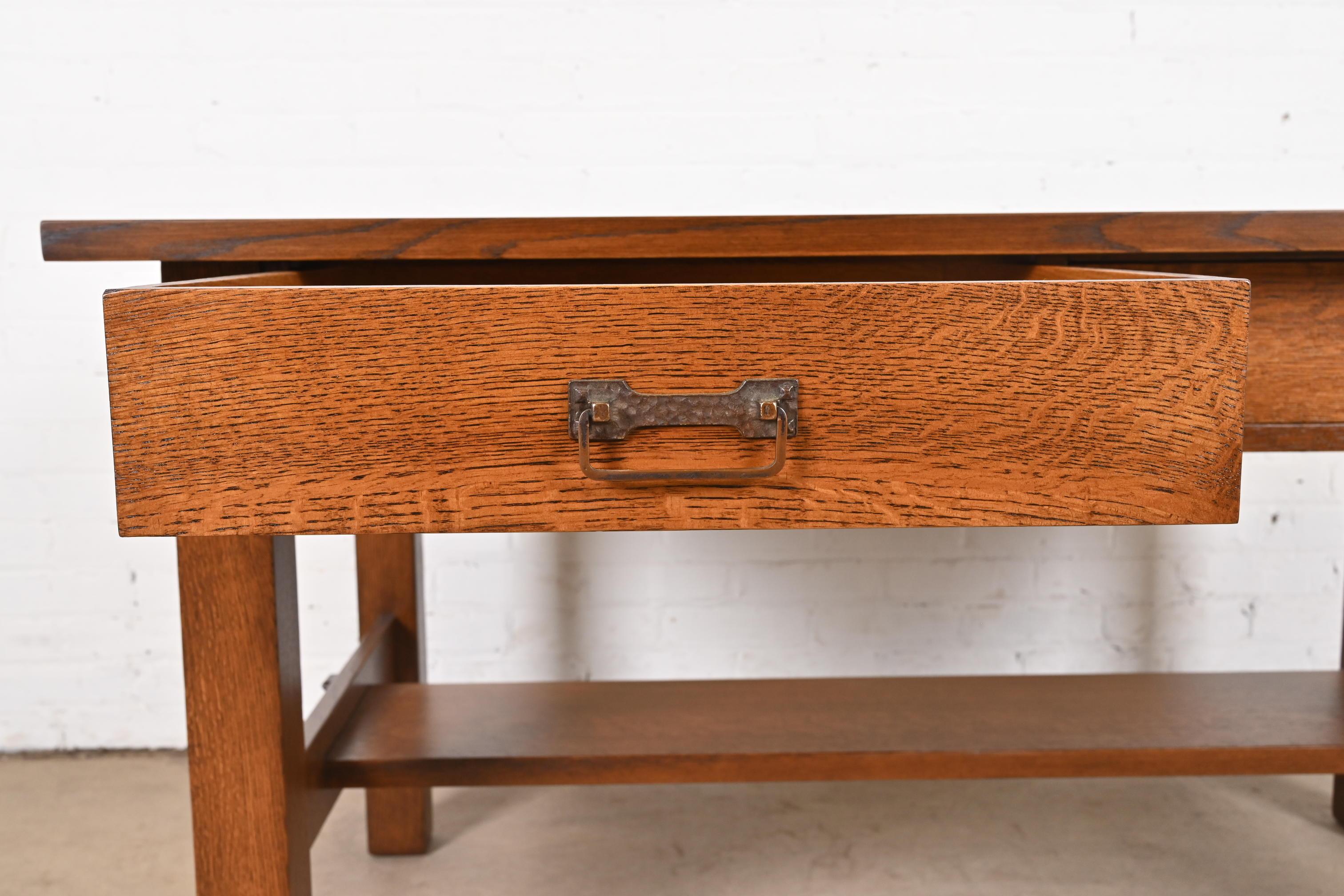 Stickley Brothers Style Antique Mission Oak Arts & Crafts Desk or Library Table For Sale 5