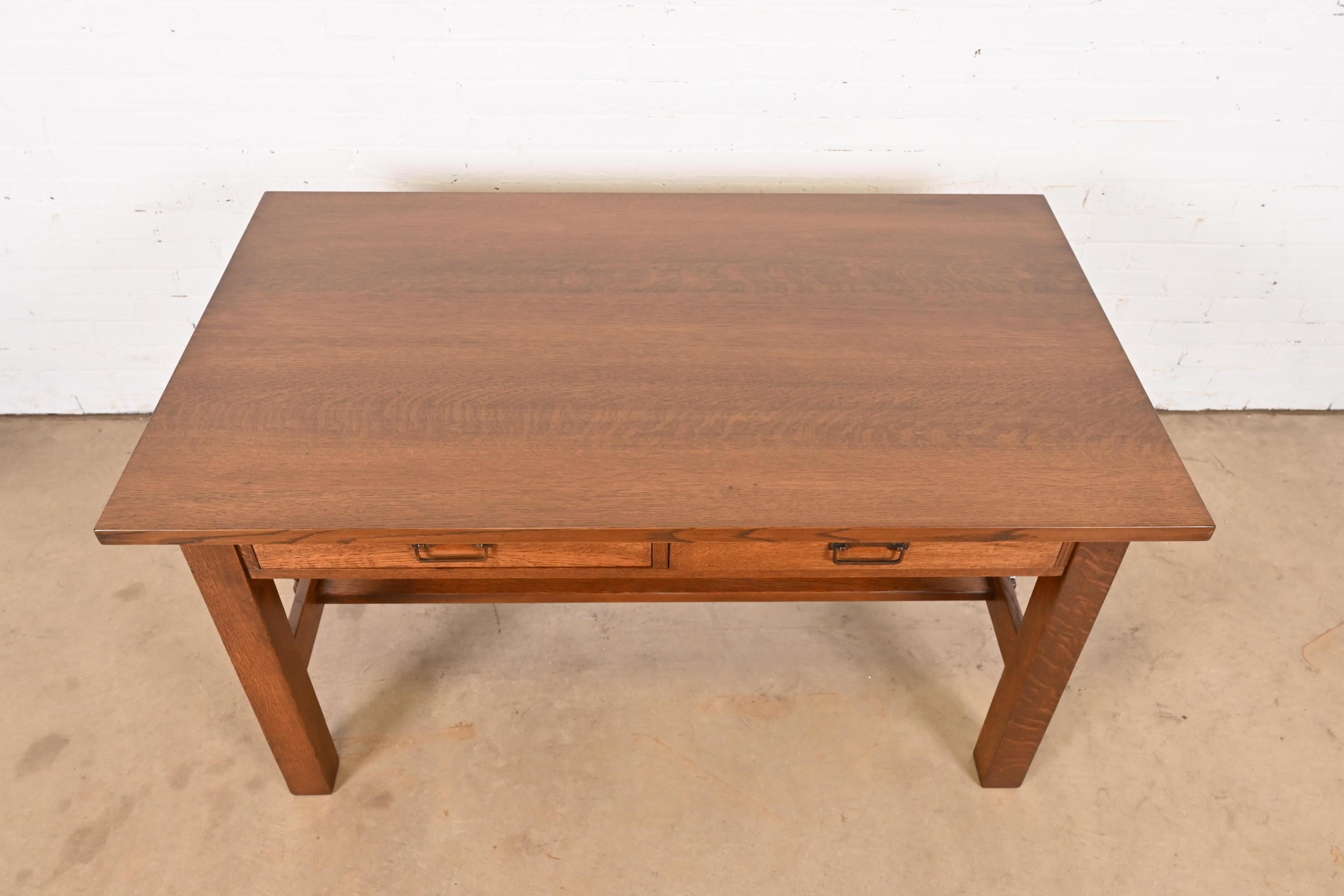 Stickley Brothers Style Antique Mission Oak Arts & Crafts Desk or Library Table For Sale 7