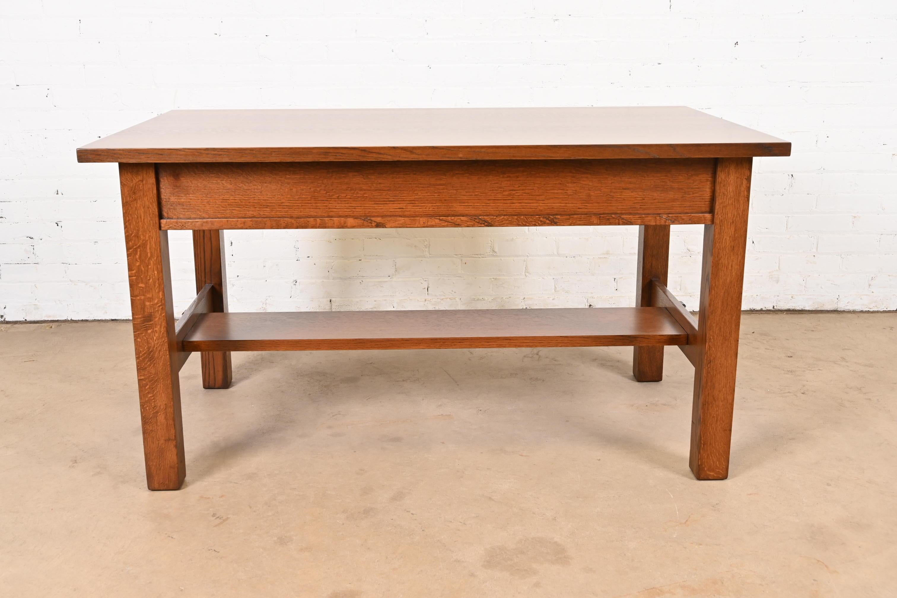 Stickley Brothers Style Antique Mission Oak Arts & Crafts Desk or Library Table For Sale 9