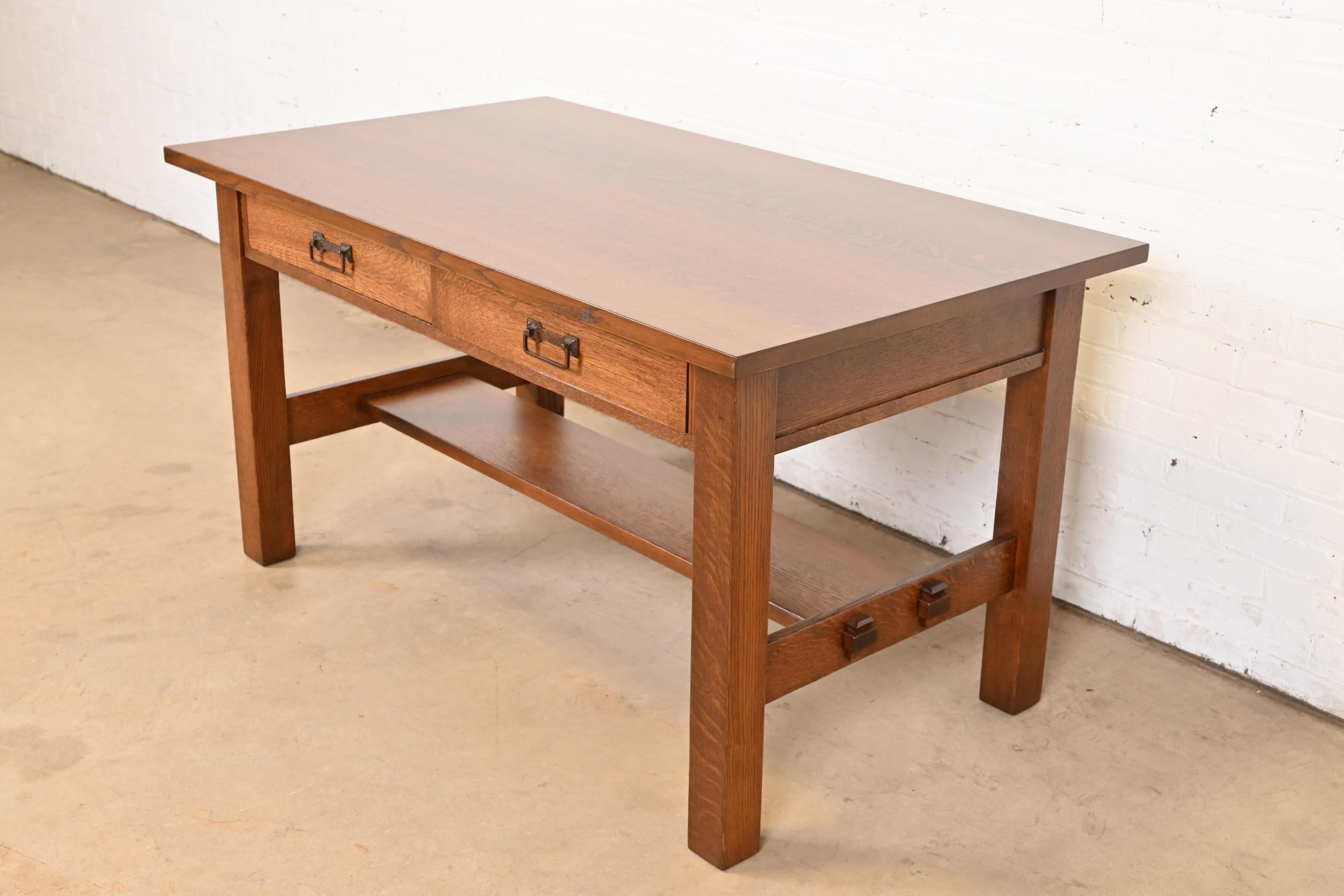 American Stickley Brothers Style Antique Mission Oak Arts & Crafts Desk or Library Table For Sale