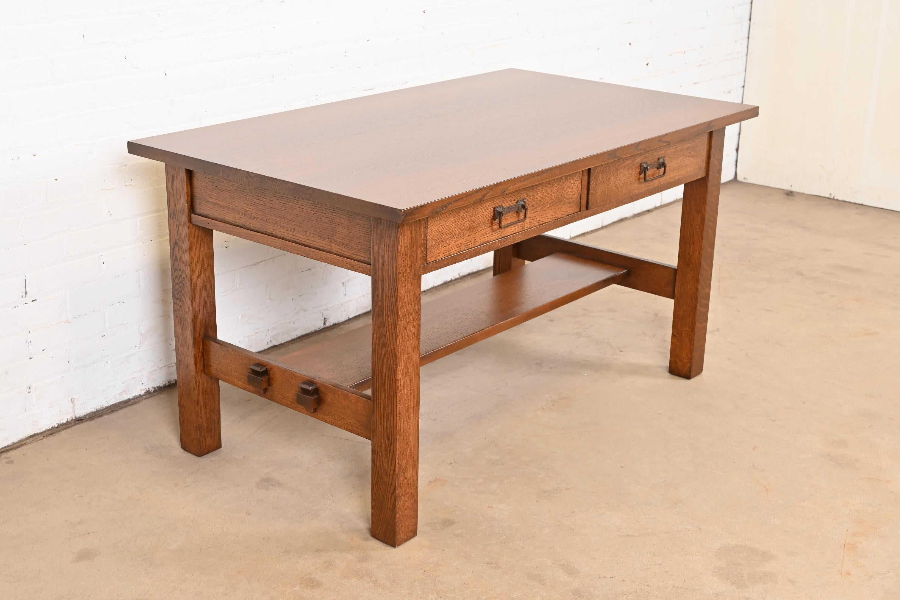 Early 20th Century Stickley Brothers Style Antique Mission Oak Arts & Crafts Desk or Library Table For Sale