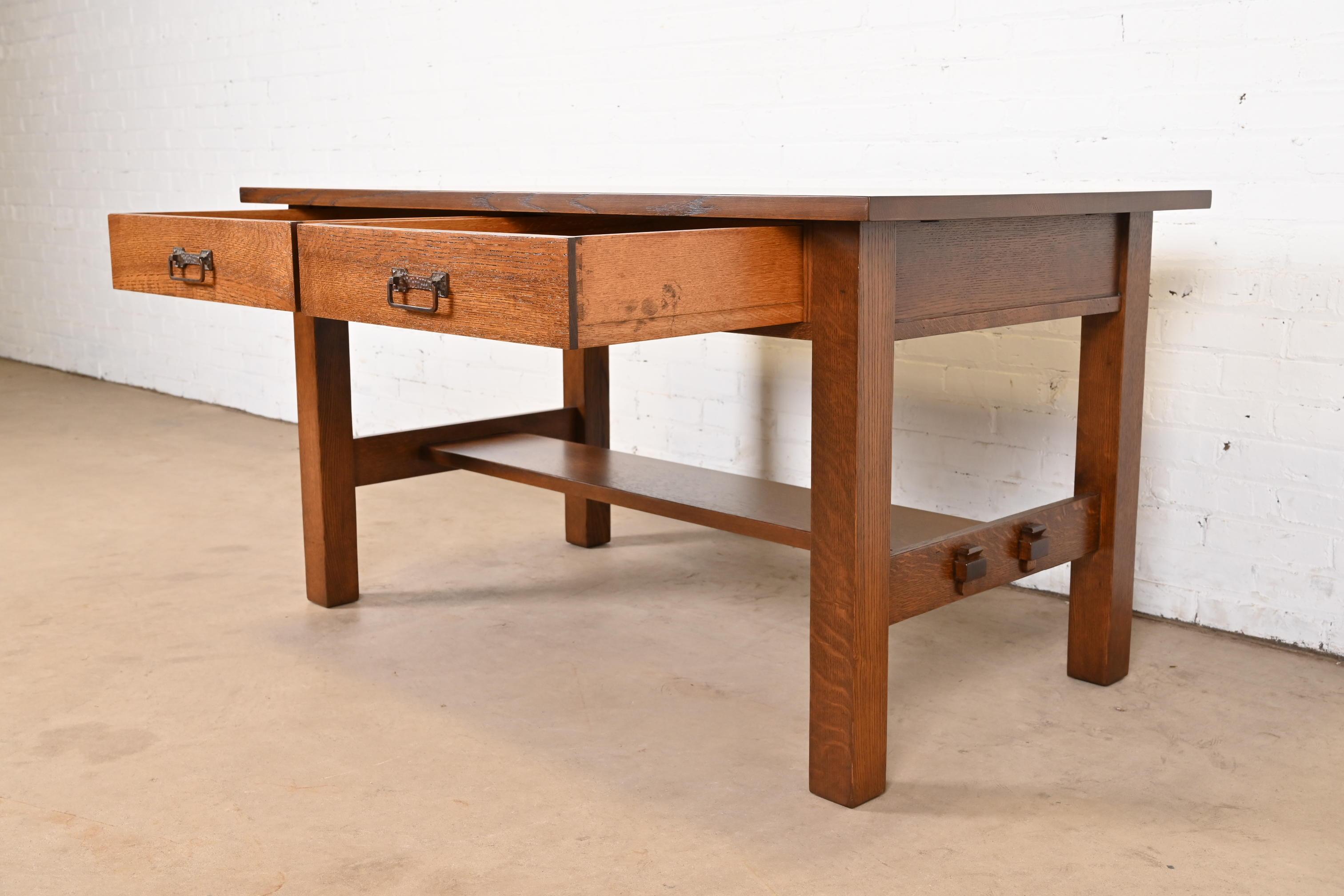 Stickley Brothers Style Antique Mission Oak Arts & Crafts Desk or Library Table For Sale 2