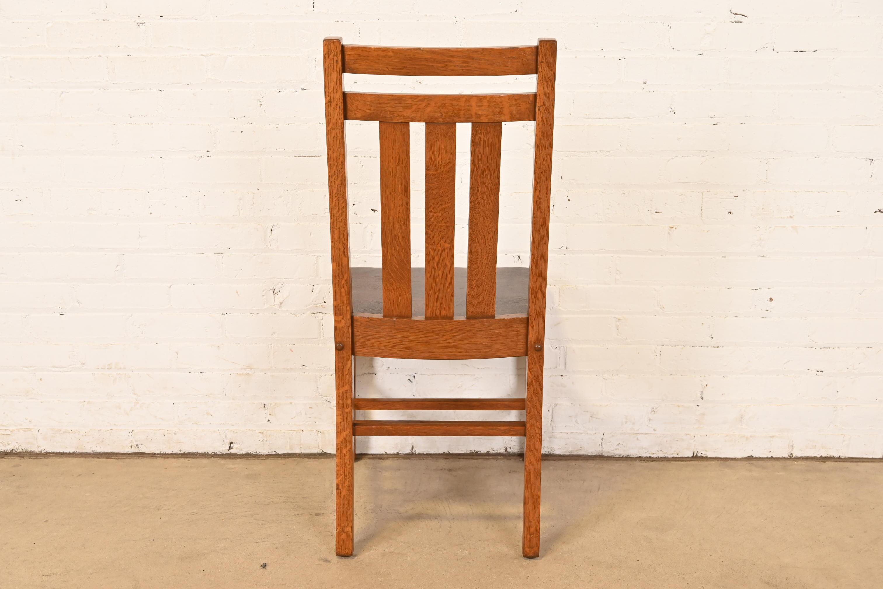 Stickley Brothers Stil Antike Mission Arts & Crafts Eiche Schreibtisch oder Beistellstuhl im Angebot 3