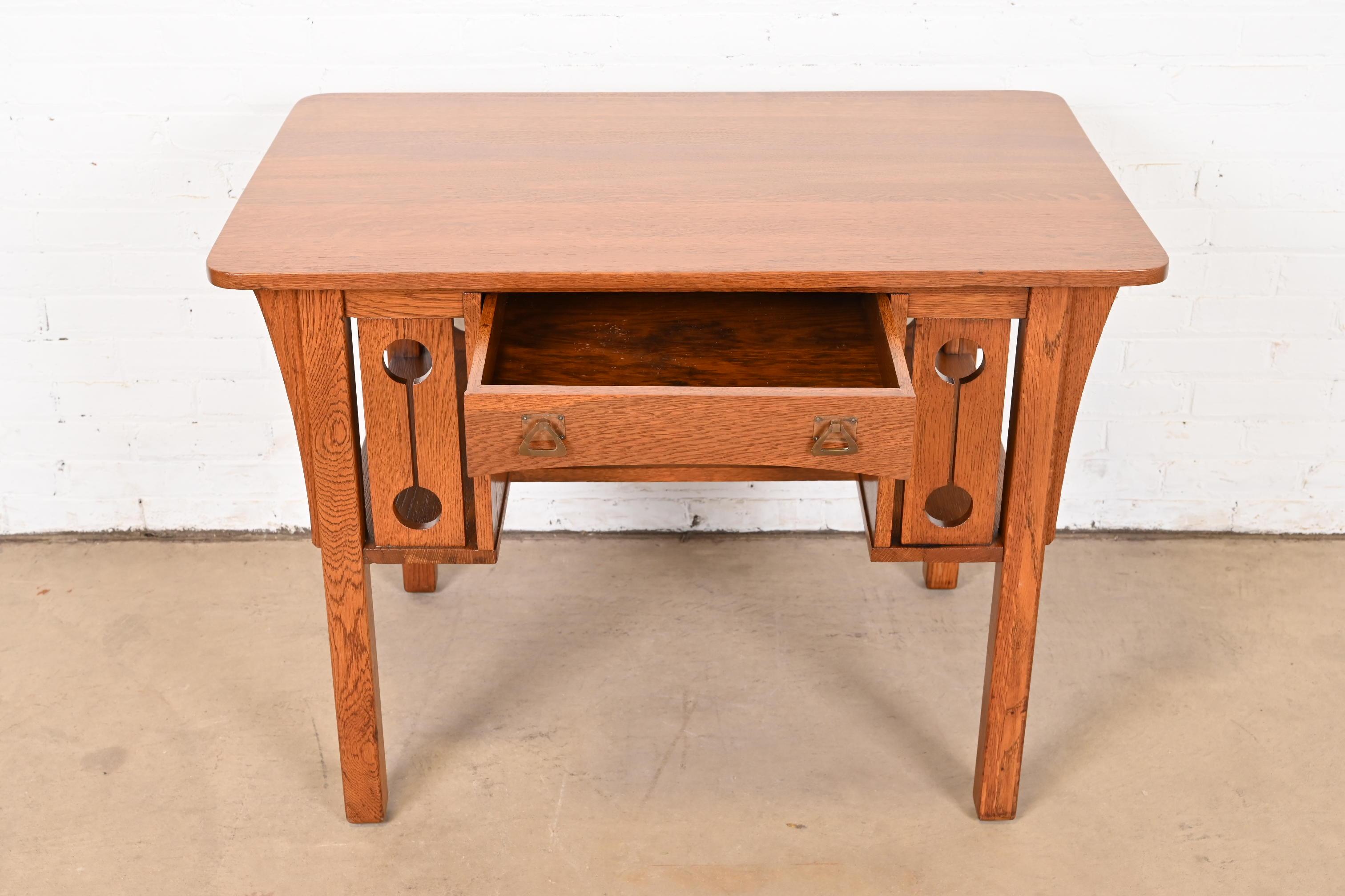 Stickley Brothers Style Antique Mission Oak Arts & Crafts Desk With Bookcases 1