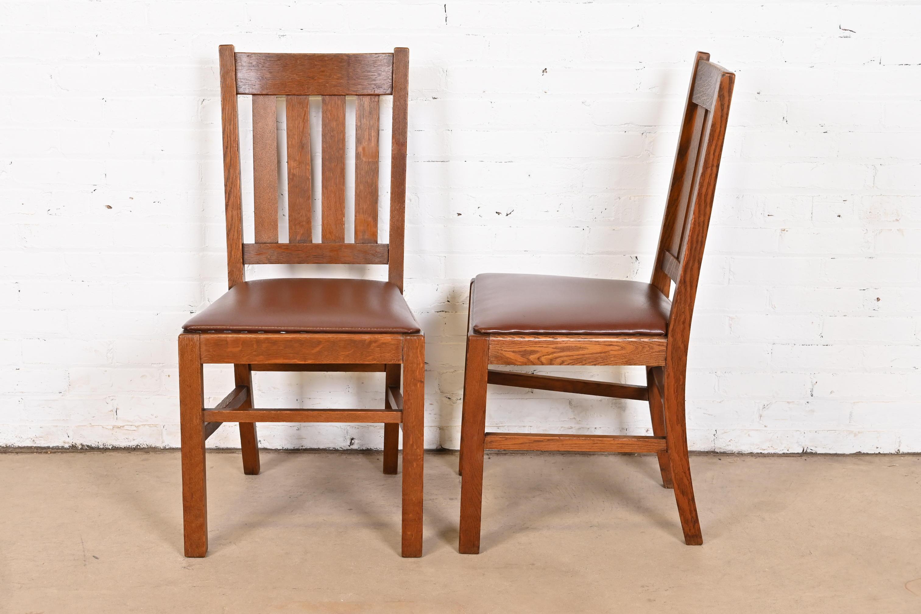 Stickley Brothers Style Antique Mission Oak Arts & Crafts Dining Chairs 5