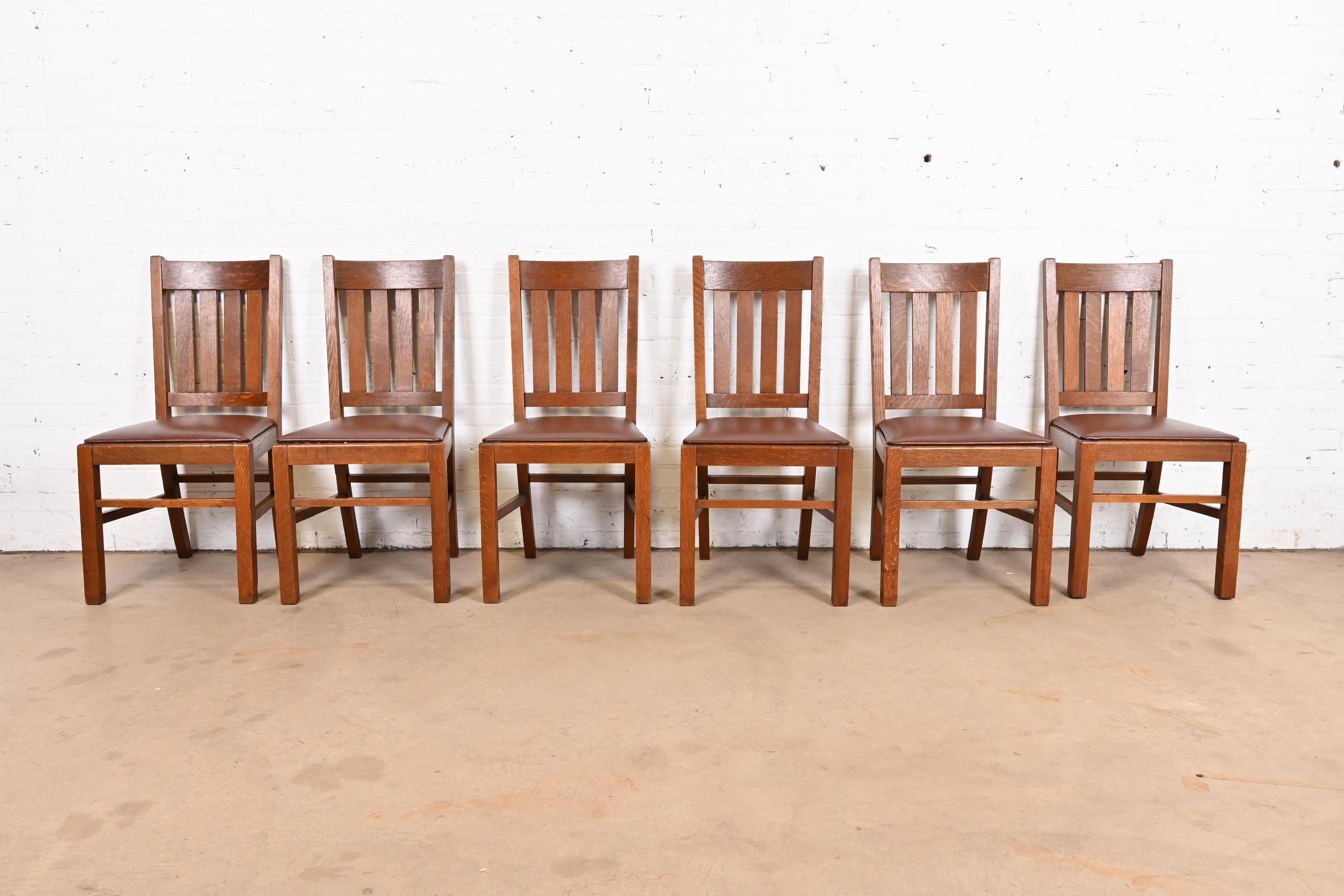Arts and Crafts Stickley Brothers Style Antique Mission Oak Arts & Crafts Dining Chairs