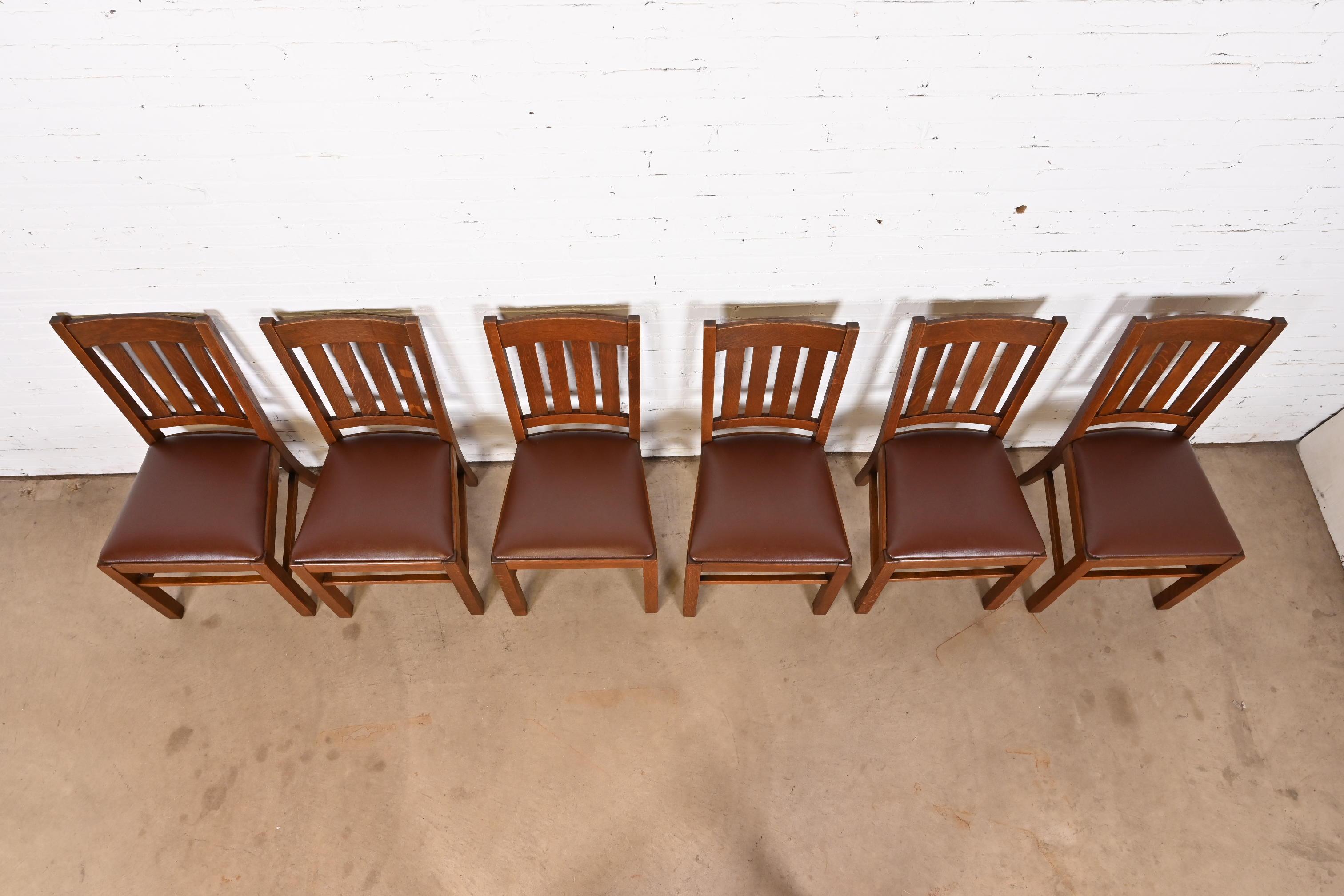 20th Century Stickley Brothers Style Antique Mission Oak Arts & Crafts Dining Chairs