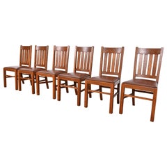 Stickley Brothers Style Antique Mission Oak Arts & Crafts Dining Chairs