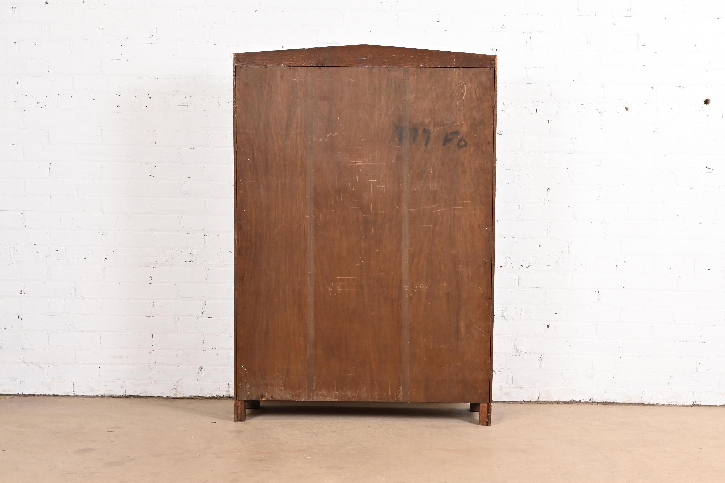 Stickley Brothers Style Antique Mission Oak Arts & Crafts Glass Front Bookcase For Sale 5