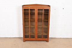 Stickley Brothers Style Antique Mission Oak Arts & Crafts Glass Front Bookcase