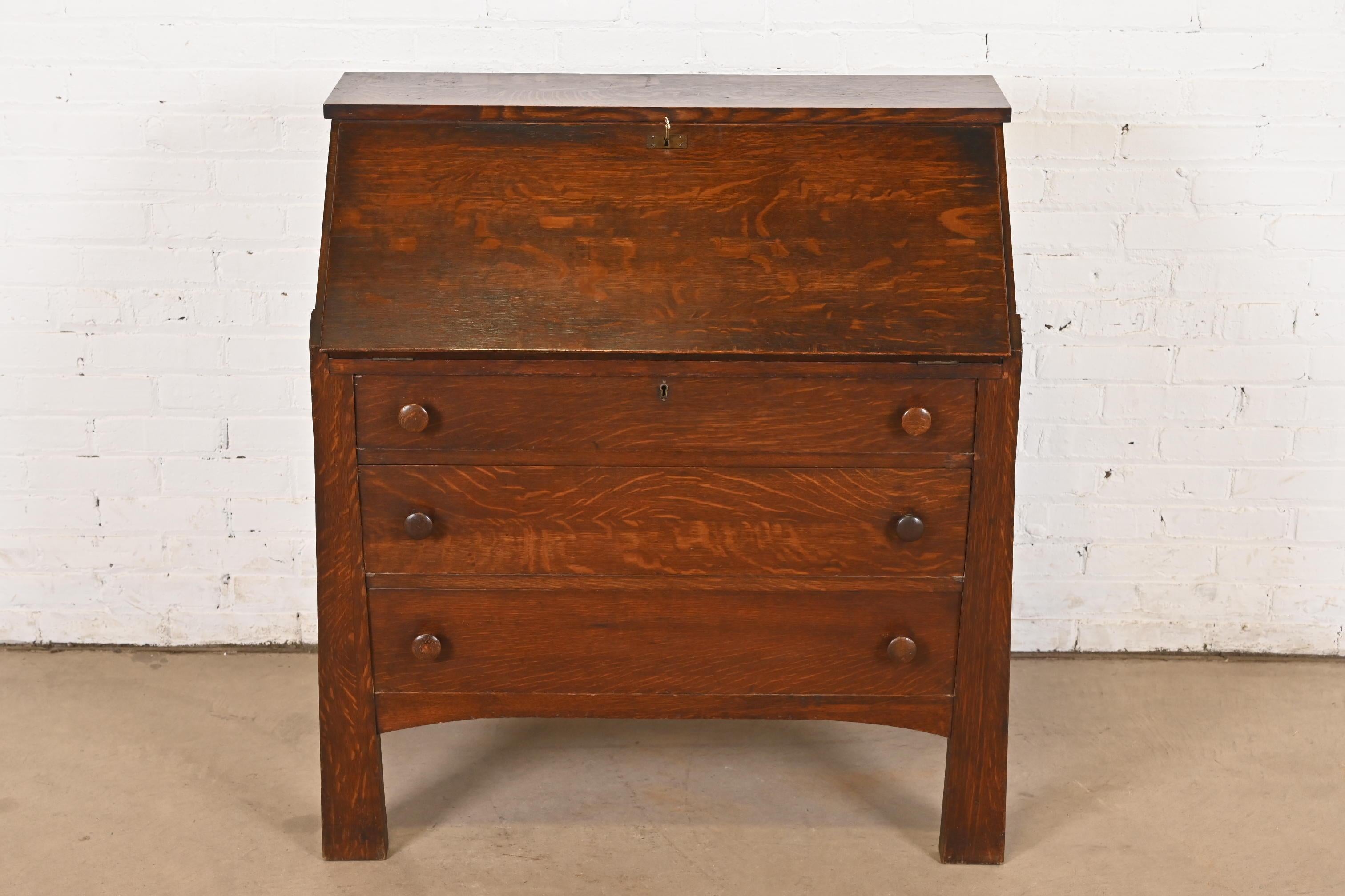 Stickley Brothers Stil Antike Mission Arts & Crafts Eiche Sekretär Schreibtisch (Arts and Crafts) im Angebot