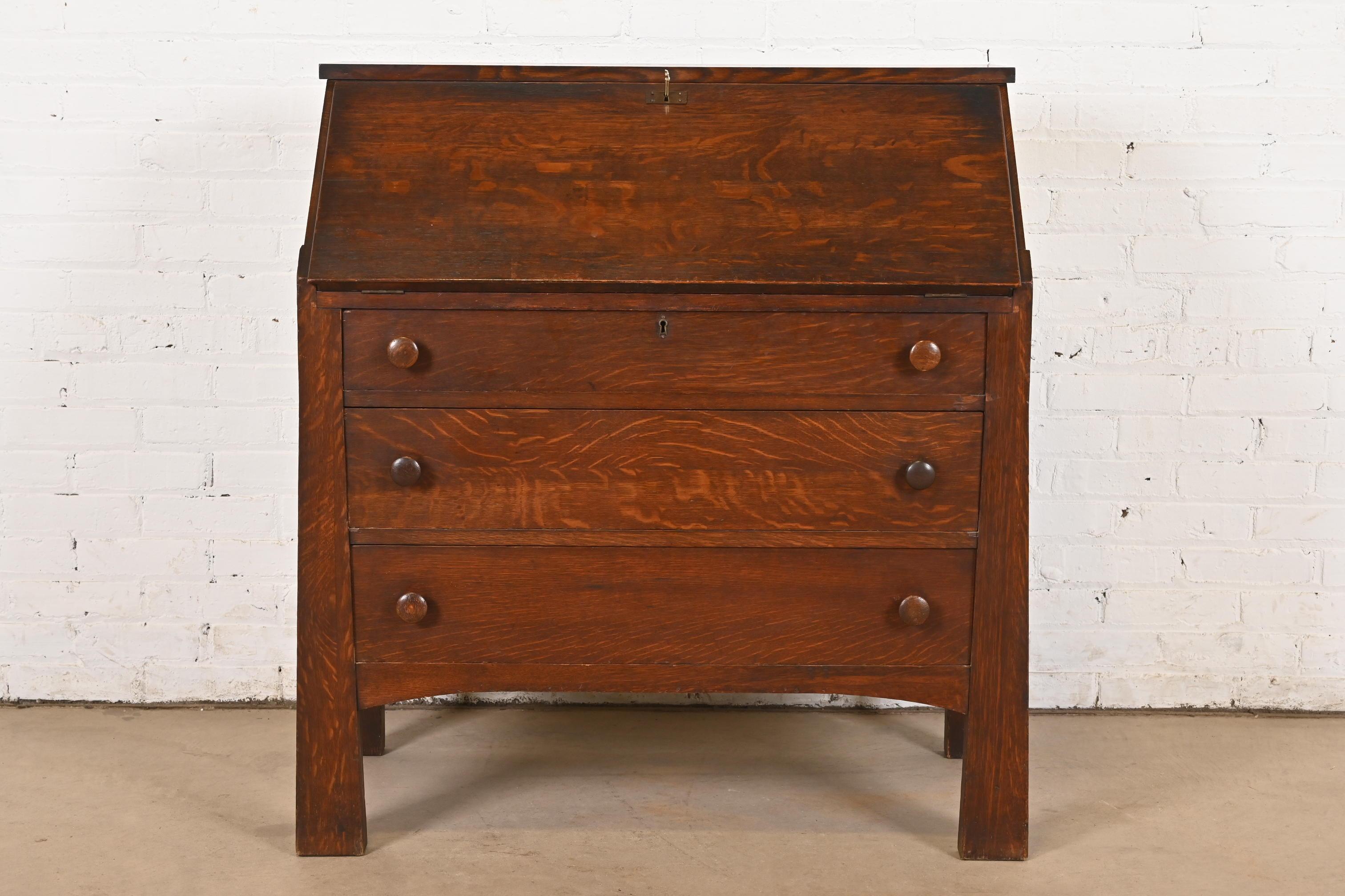 Stickley Brothers Stil Antike Mission Arts & Crafts Eiche Sekretär Schreibtisch (amerikanisch) im Angebot