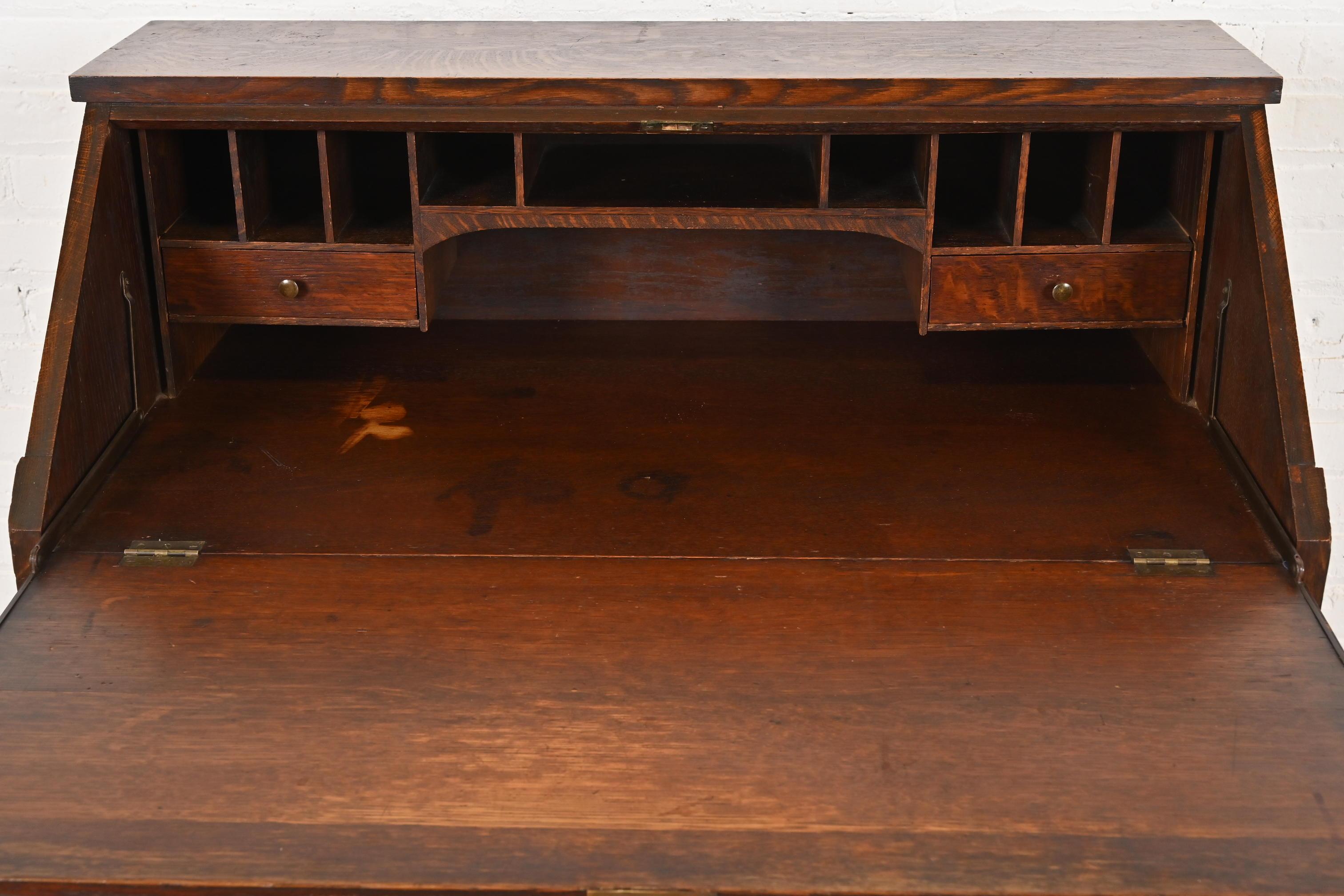 Stickley Brothers Stil Antike Mission Arts & Crafts Eiche Sekretär Schreibtisch (Eichenholz) im Angebot