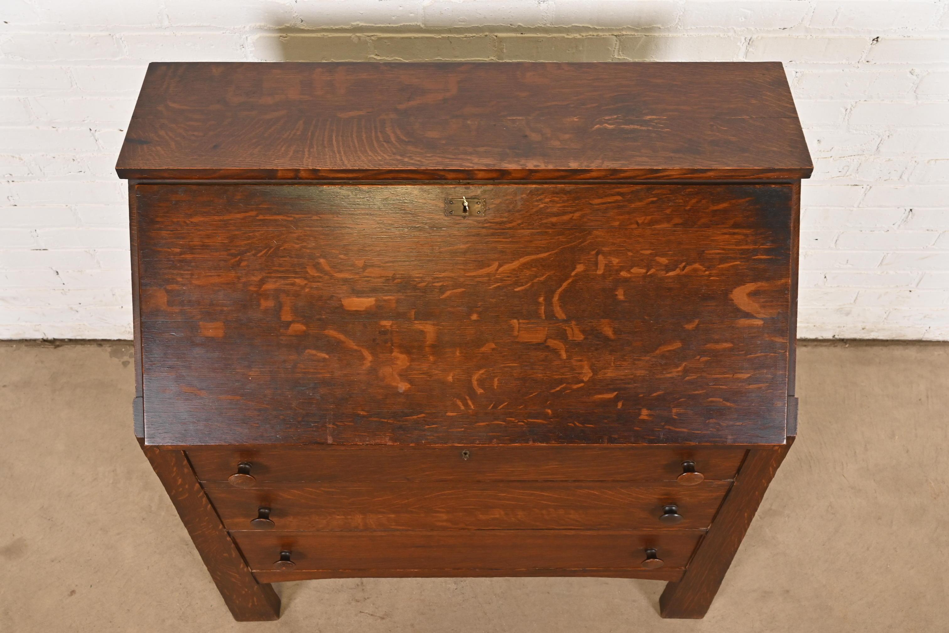 Stickley Brothers Stil Antike Mission Arts & Crafts Eiche Sekretär Schreibtisch im Angebot 2