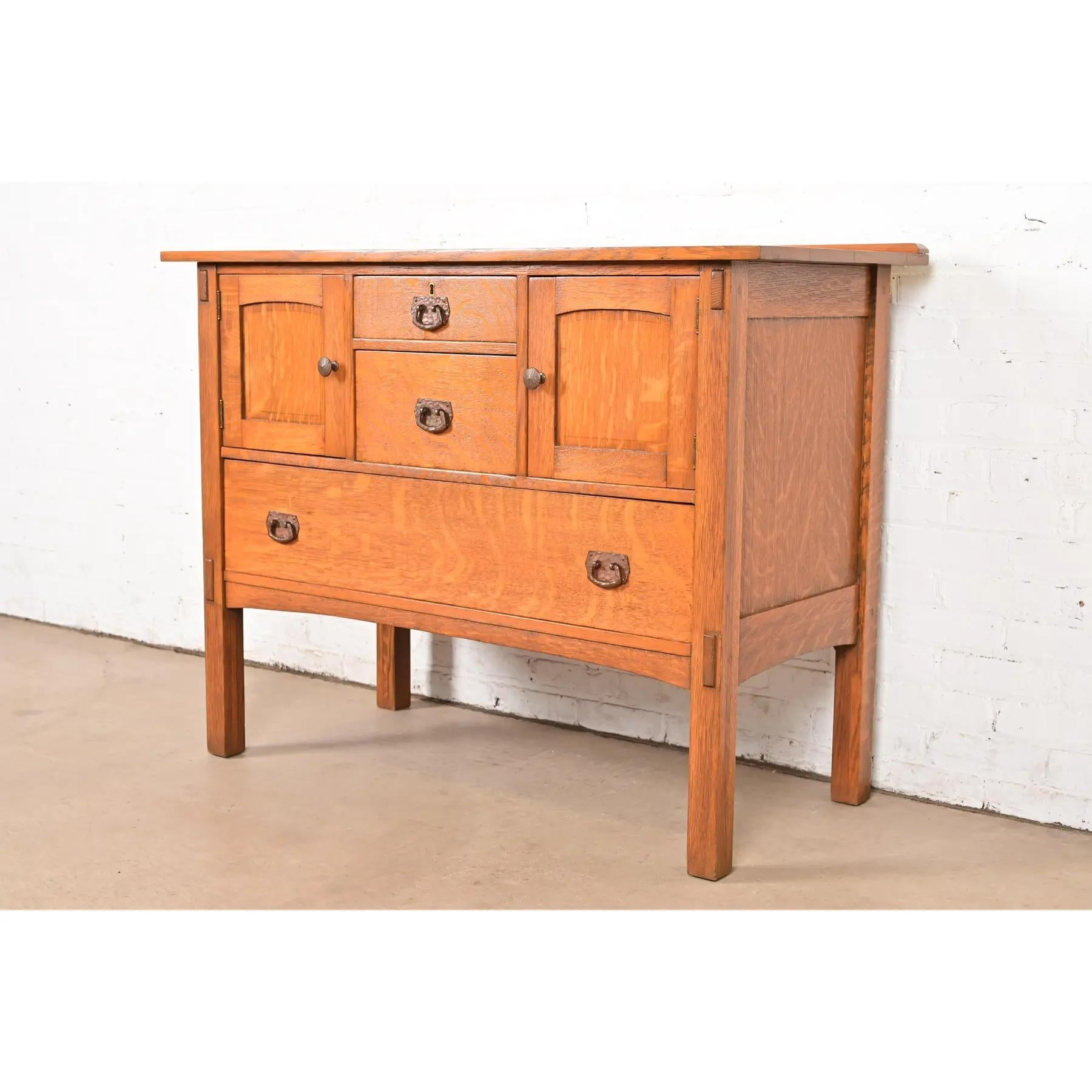 Stickley Brothers Stil Antike Mission Eichenholz Arts & Crafts Sideboard Buffet (amerikanisch) im Angebot