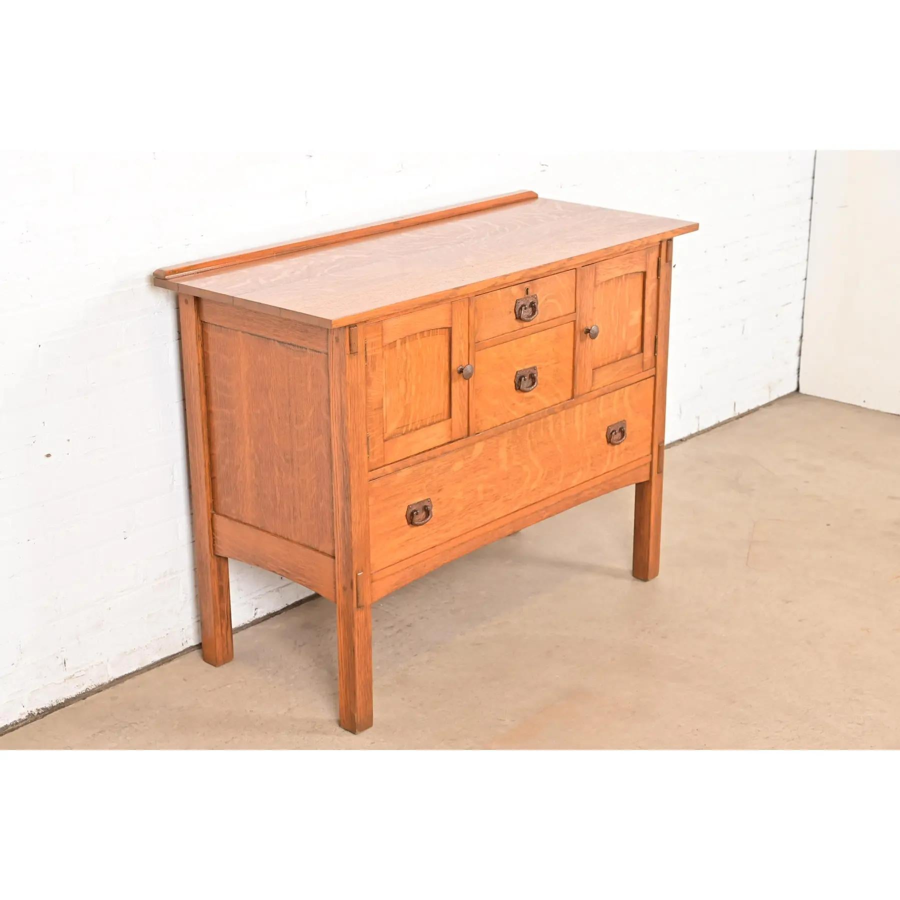 Stickley Brothers Stil Antike Mission Eichenholz Arts & Crafts Sideboard Buffet im Zustand „Gut“ im Angebot in South Bend, IN