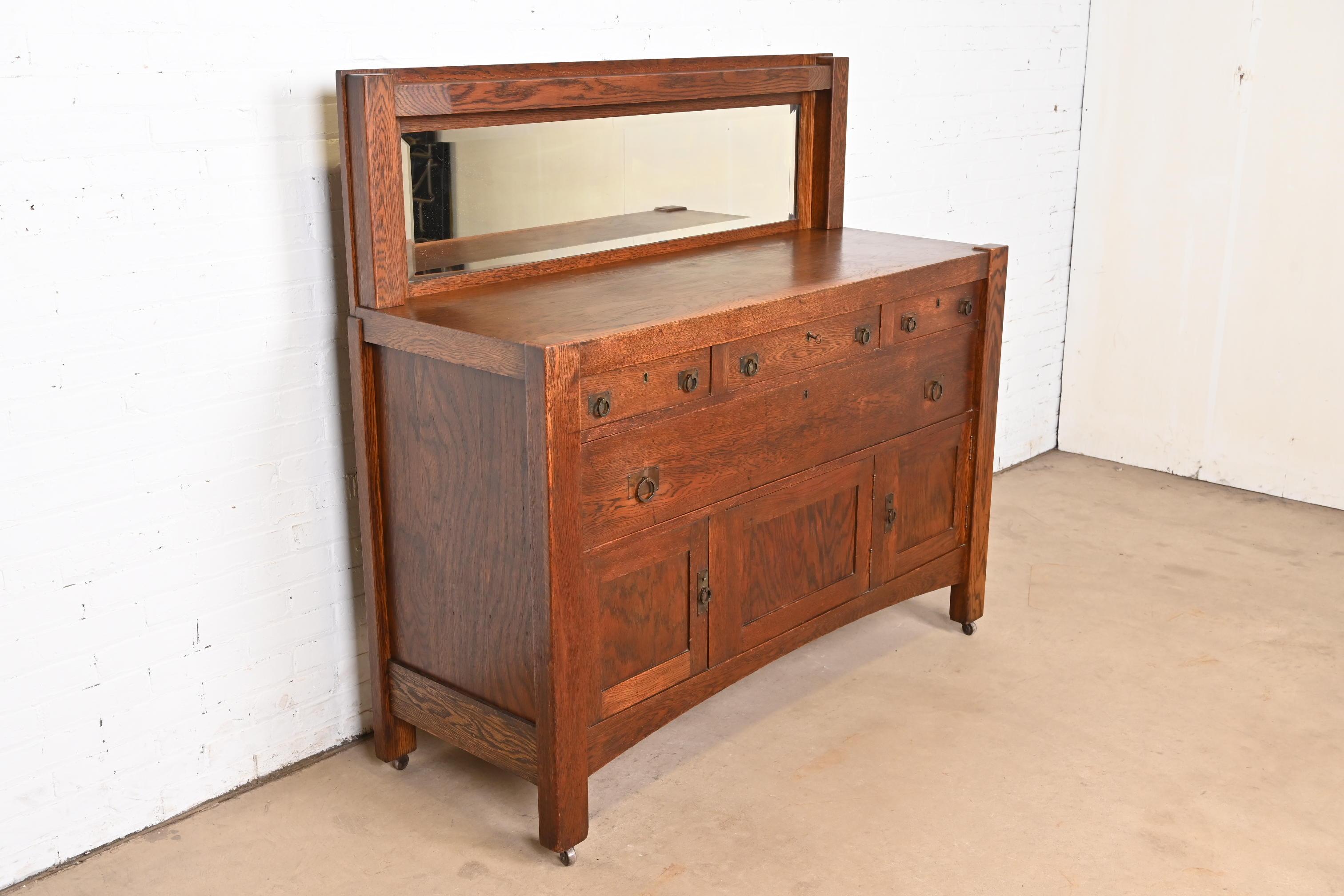 Arts and Crafts Stickley Brothers Style Antique Mission Oak Arts & Crafts Sideboard or Cabinet For Sale