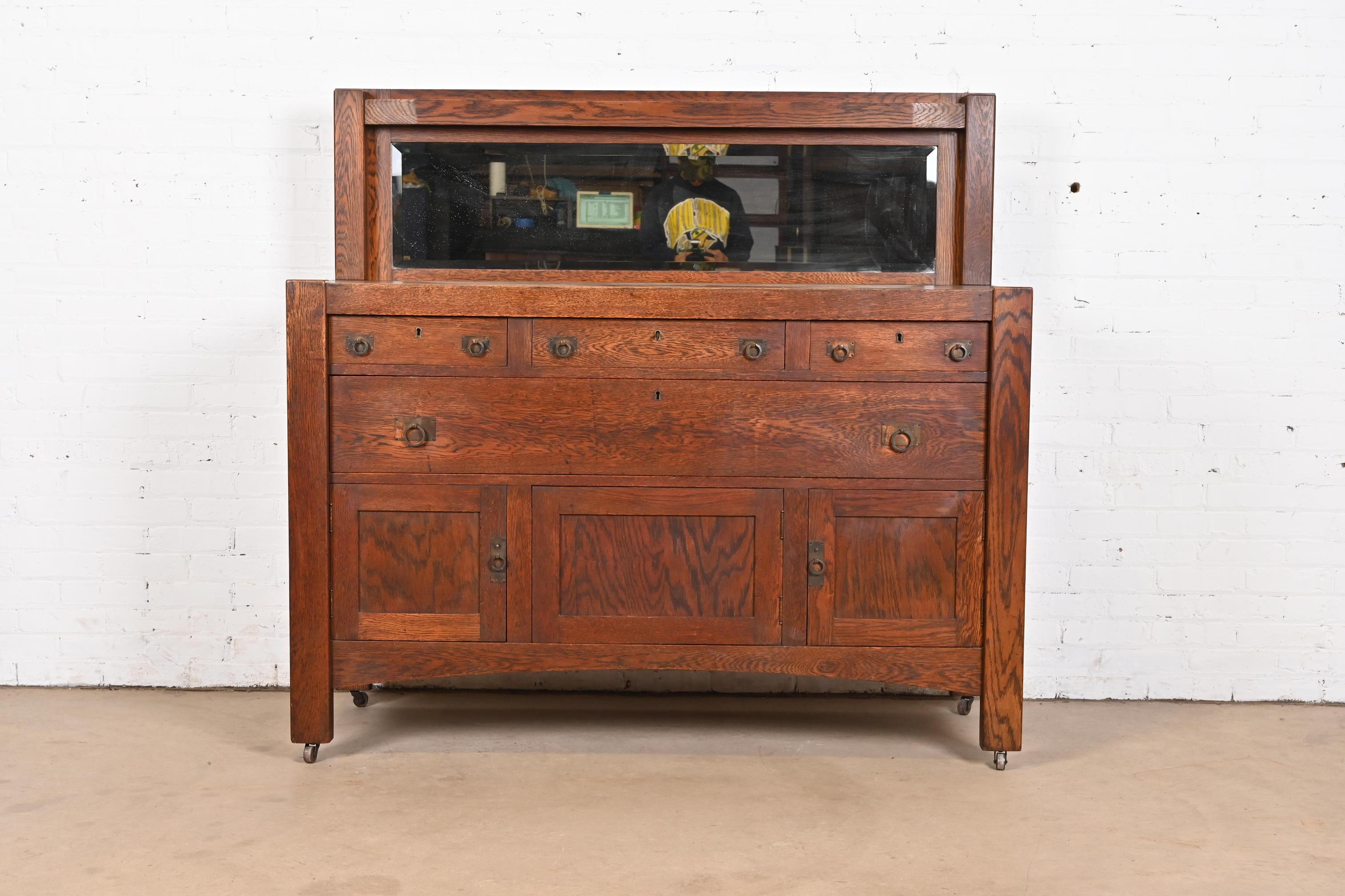 American Stickley Brothers Style Antique Mission Oak Arts & Crafts Sideboard or Cabinet For Sale