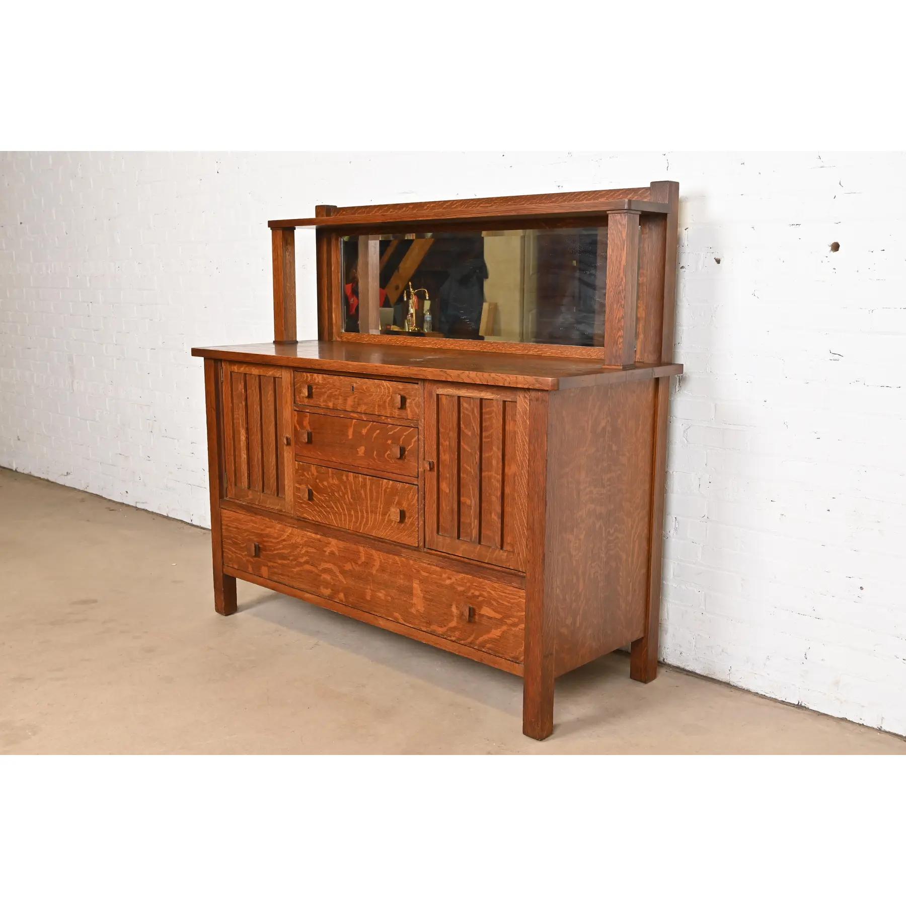 American Stickley Brothers Style Antique Mission Oak Arts & Crafts Sideboard or Cabinet For Sale