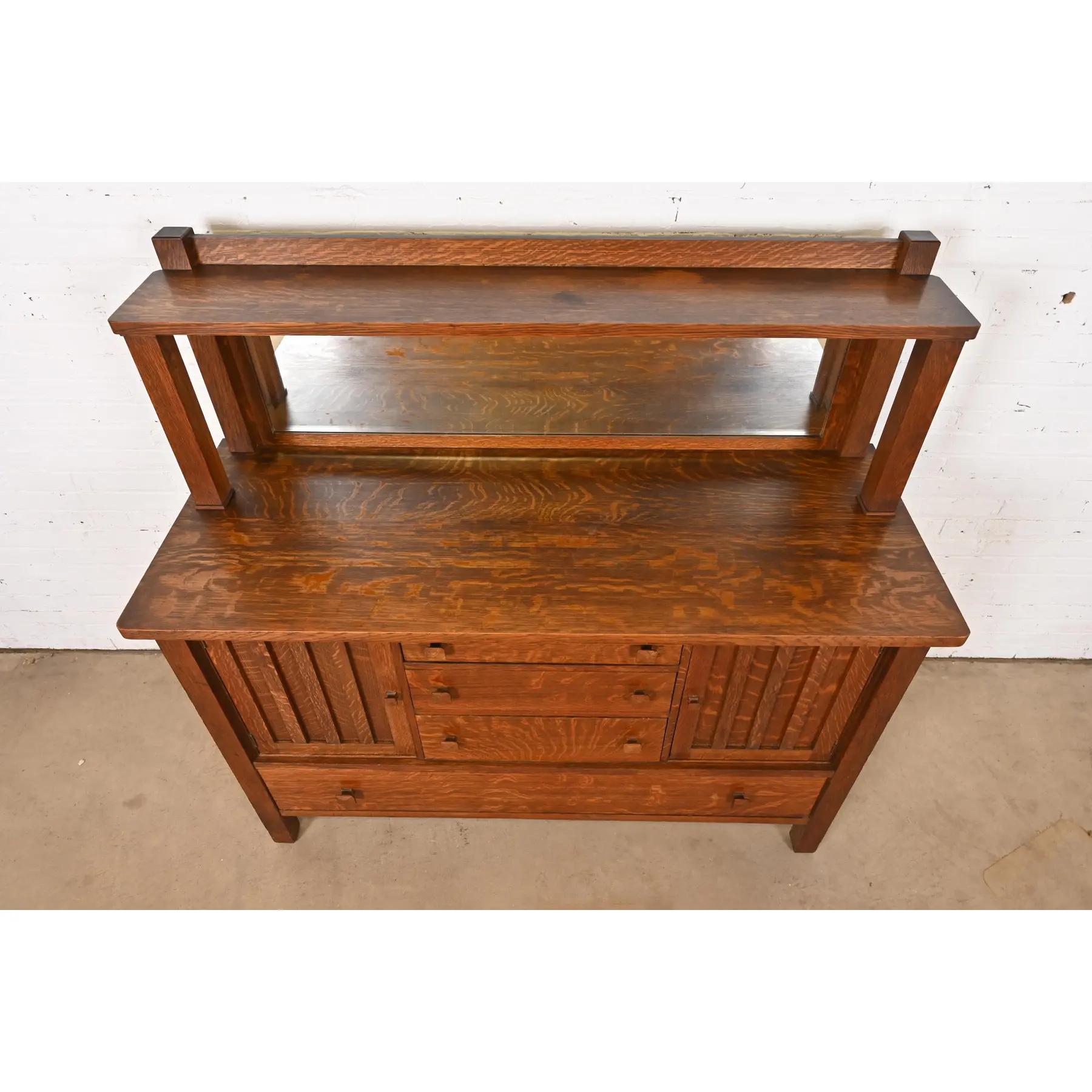 Stickley Brothers Style Antique Mission Oak Arts & Crafts Sideboard or Cabinet For Sale 2