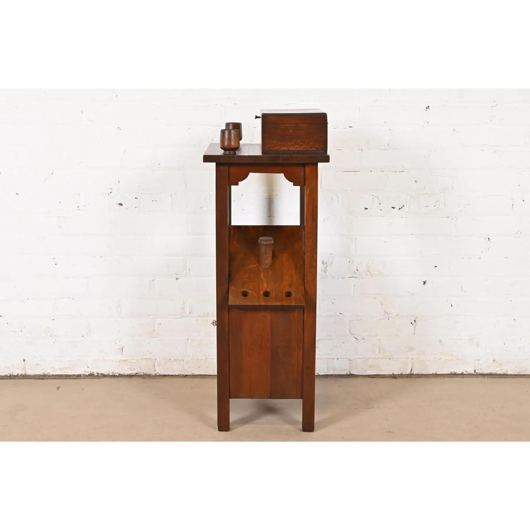 Stickley Brothers Style Antique Mission Oak Arts & Crafts Smoker's Stand, 1910 For Sale 5