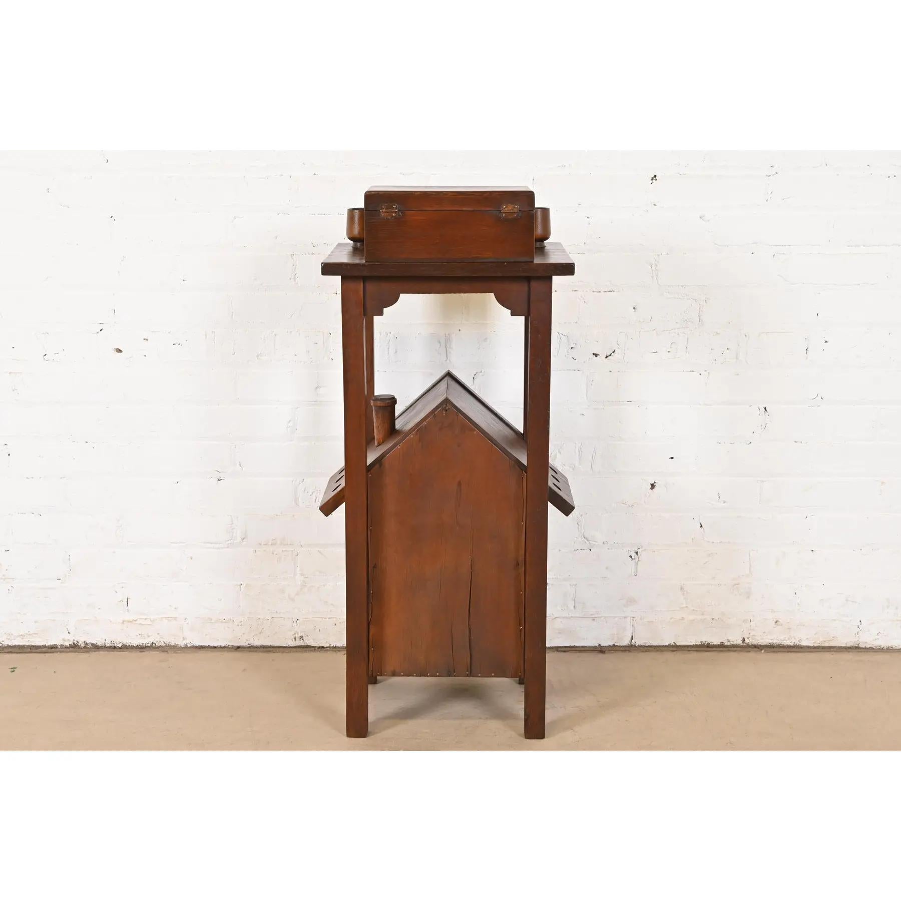 American Stickley Brothers Style Antique Mission Oak Arts & Crafts Smoker's Stand, 1910 For Sale
