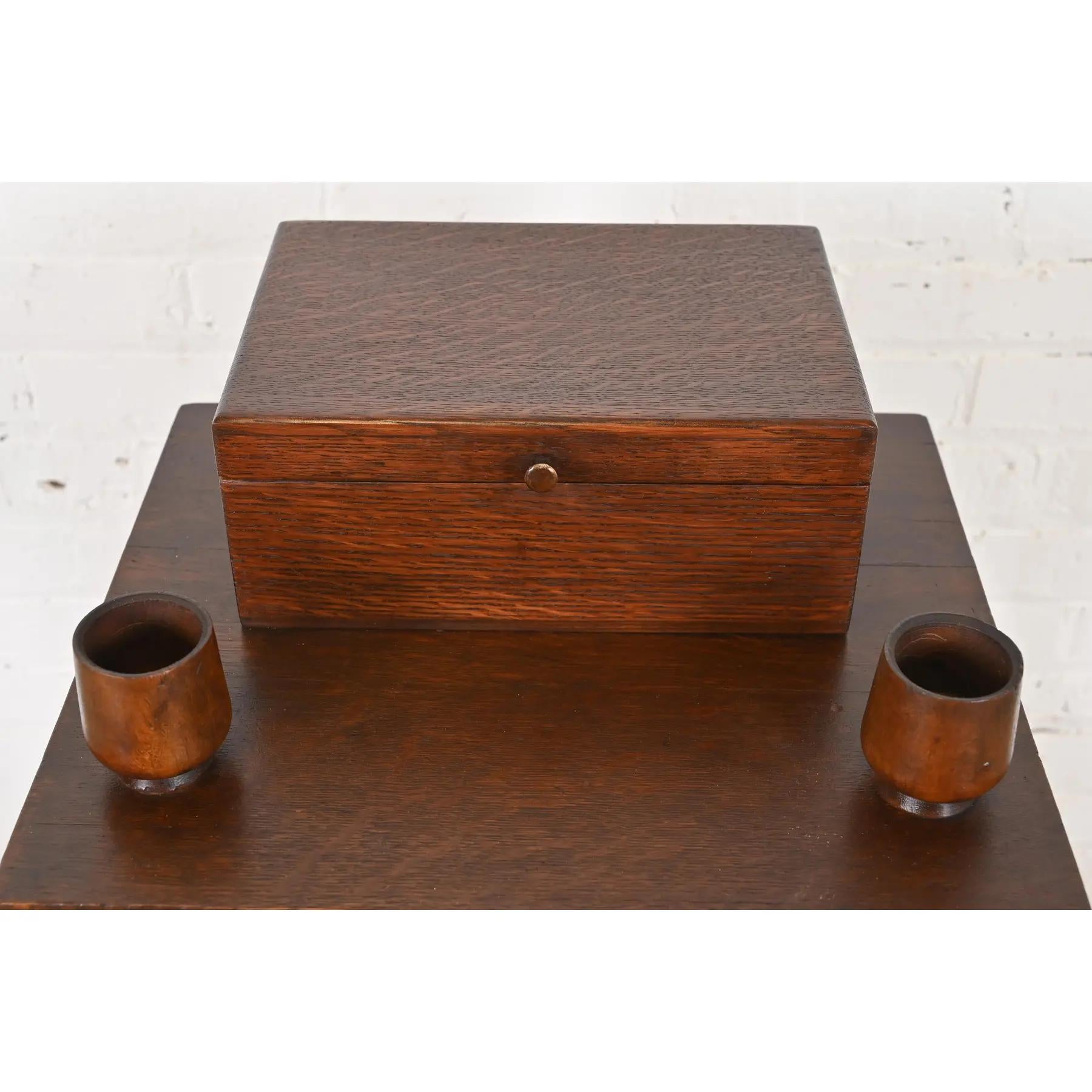 Stickley Brothers Style Antique Mission Oak Arts & Crafts Smoker's Stand, 1910 For Sale 2