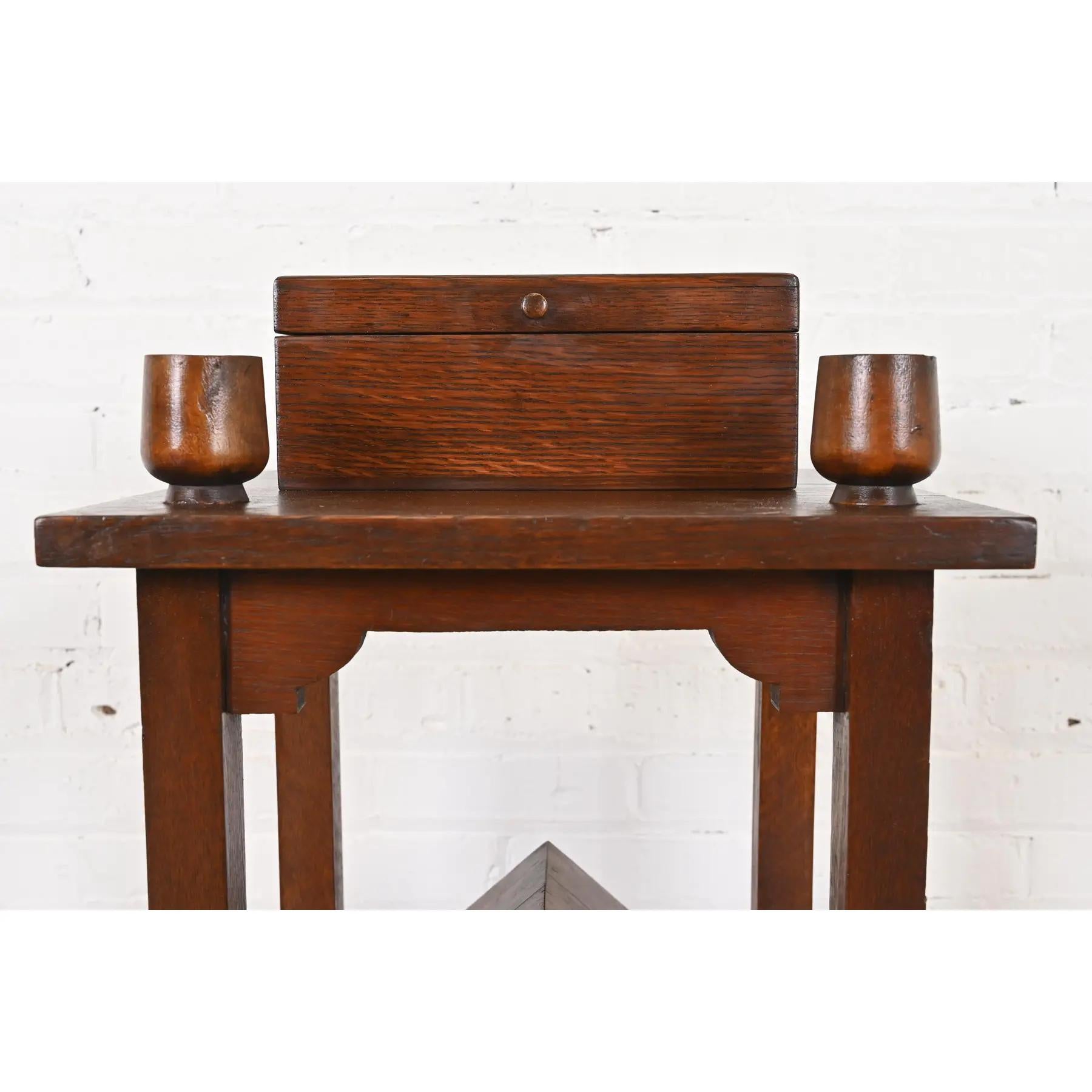 Stickley Brothers Style Antique Mission Oak Arts & Crafts Smoker's Stand, 1910 For Sale 3