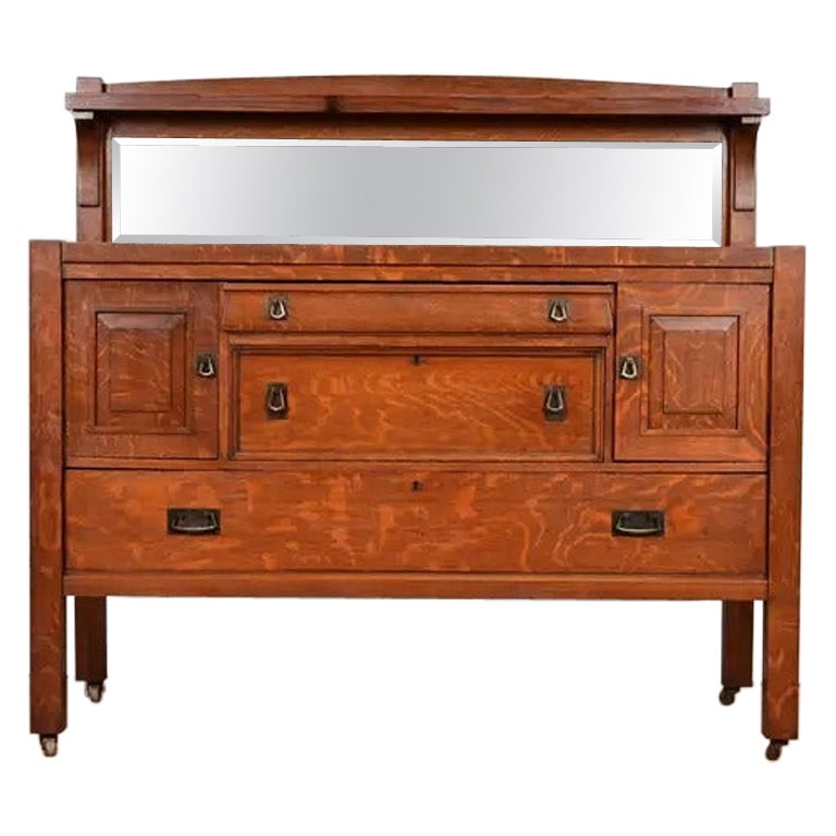 Stickley Brothers Stil Antike Mission Eiche Sideboard oder Bar Schrank, CIRCA 1900 im Angebot