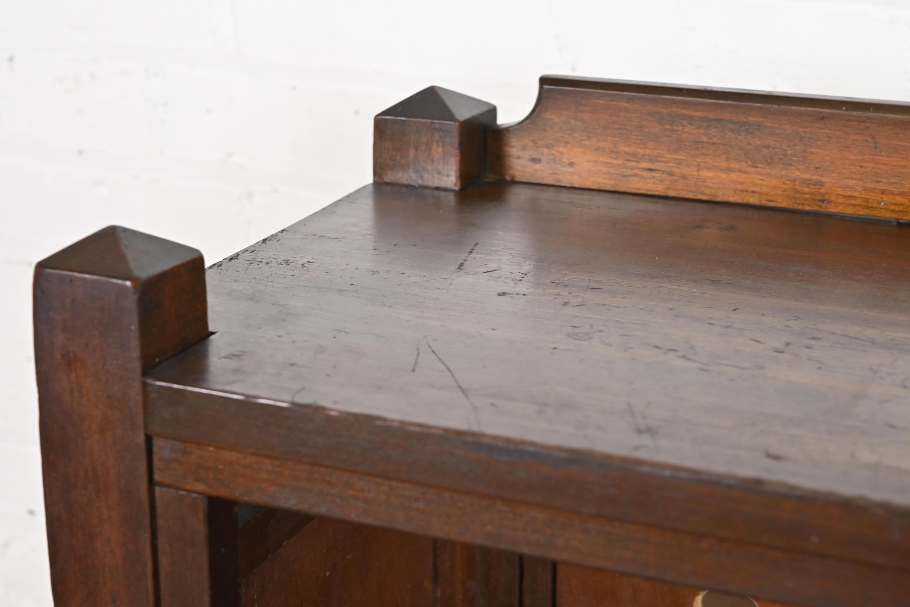 20th Century Stickley Brothers Style Antique Mission or Arts & Crafts Carved Walnut Bookcase