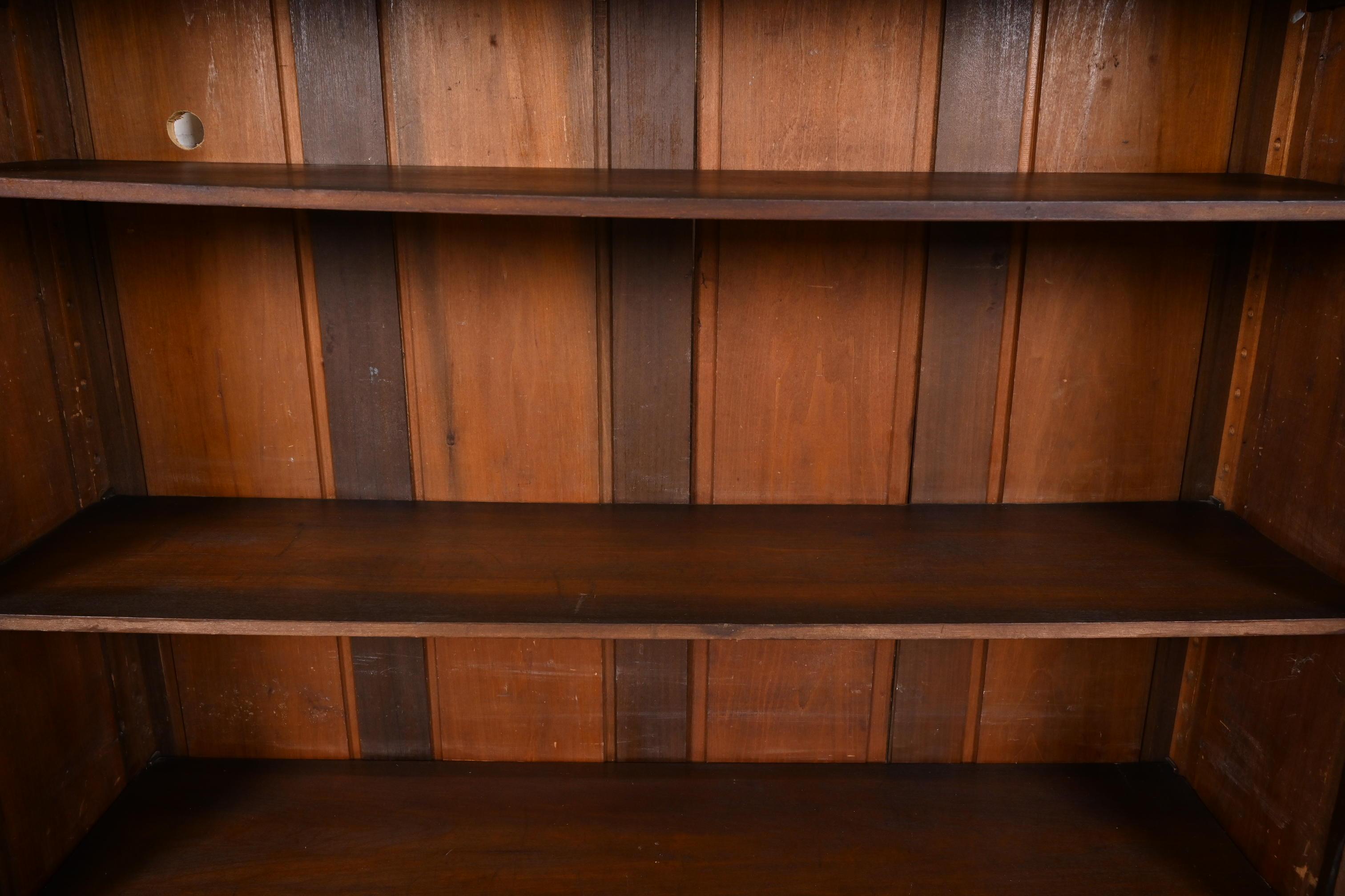 Stickley Brothers Style Antique Mission or Arts & Crafts Carved Walnut Bookcase 1