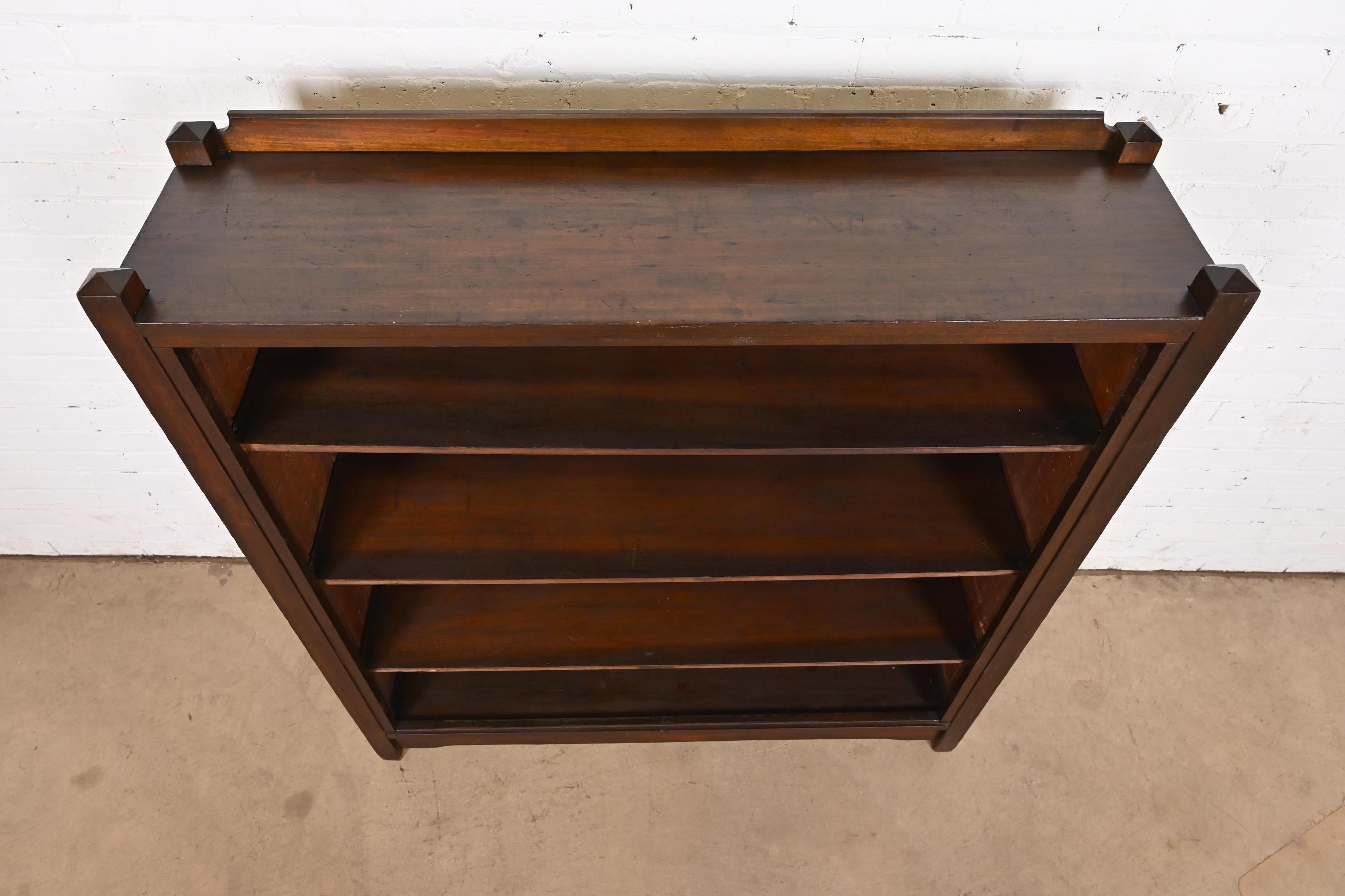 Stickley Brothers Style Antique Mission or Arts & Crafts Carved Walnut Bookcase 3