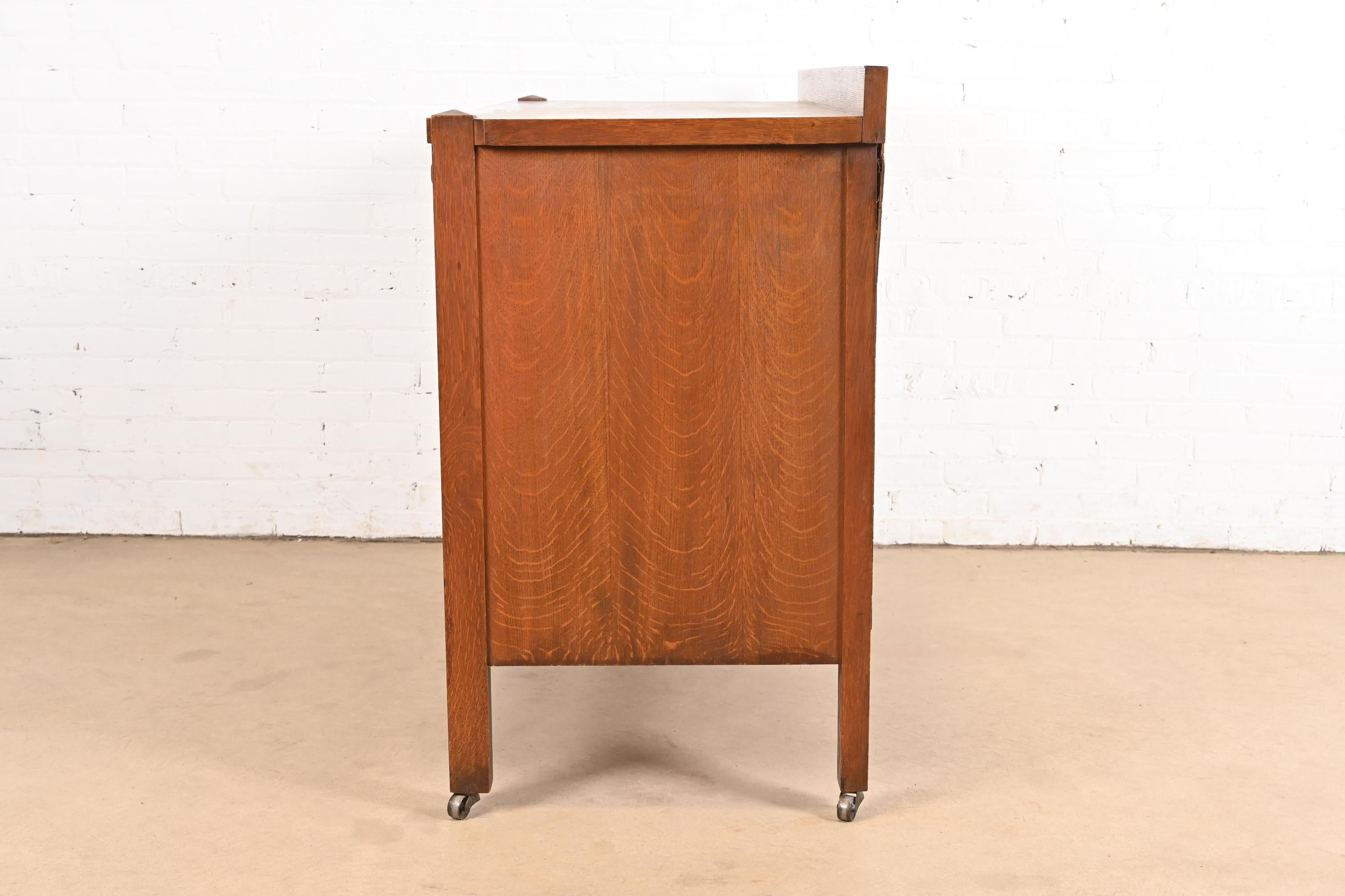 Stickley Brothers Style Antique Mission Tiger Oak Arts & Crafts Sideboard For Sale 5