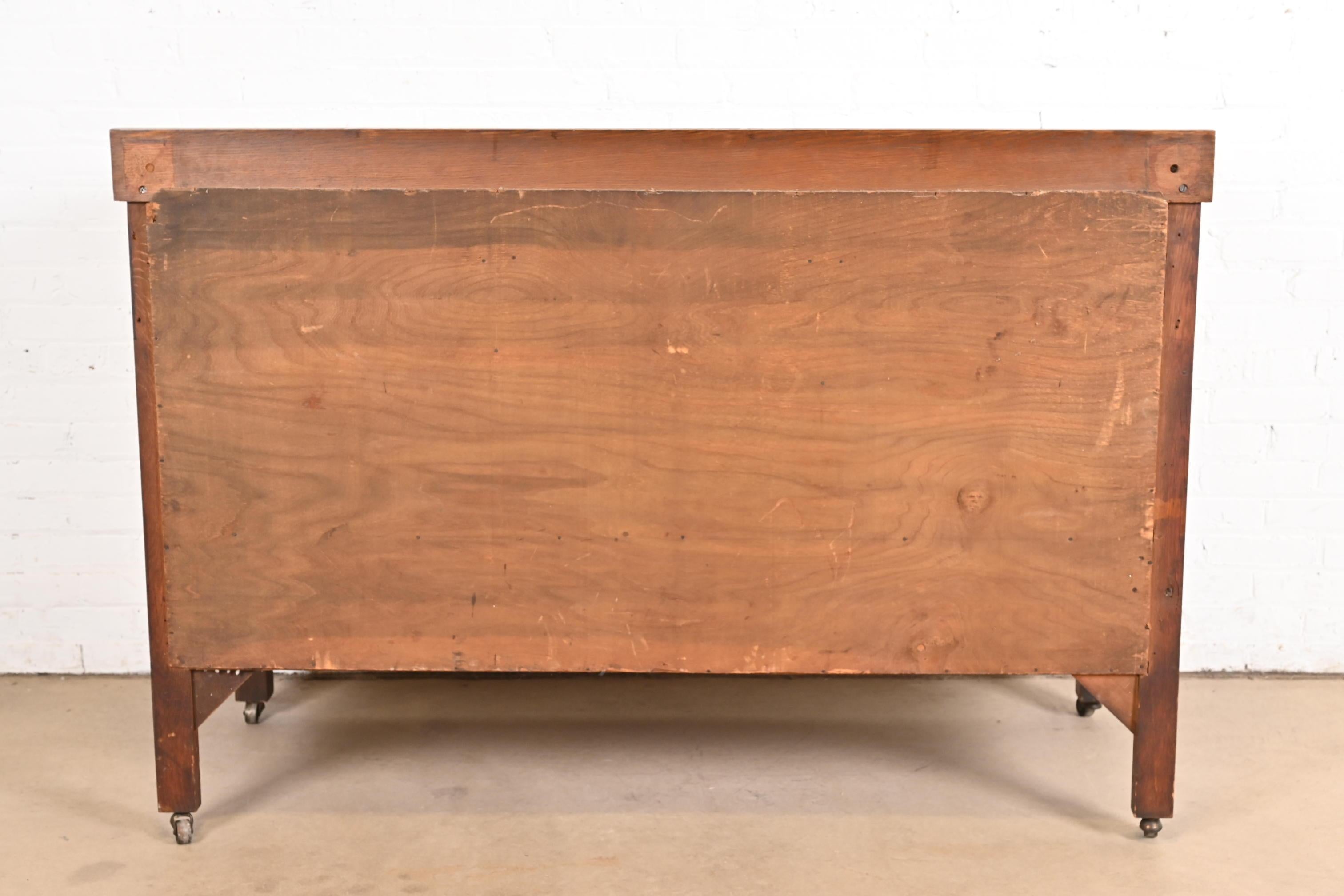 Stickley Brothers Style Antique Mission Tiger Oak Arts & Crafts Sideboard For Sale 6