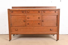Stickley Brothers Style Antique Mission Tiger Oak Arts & Crafts Sideboard