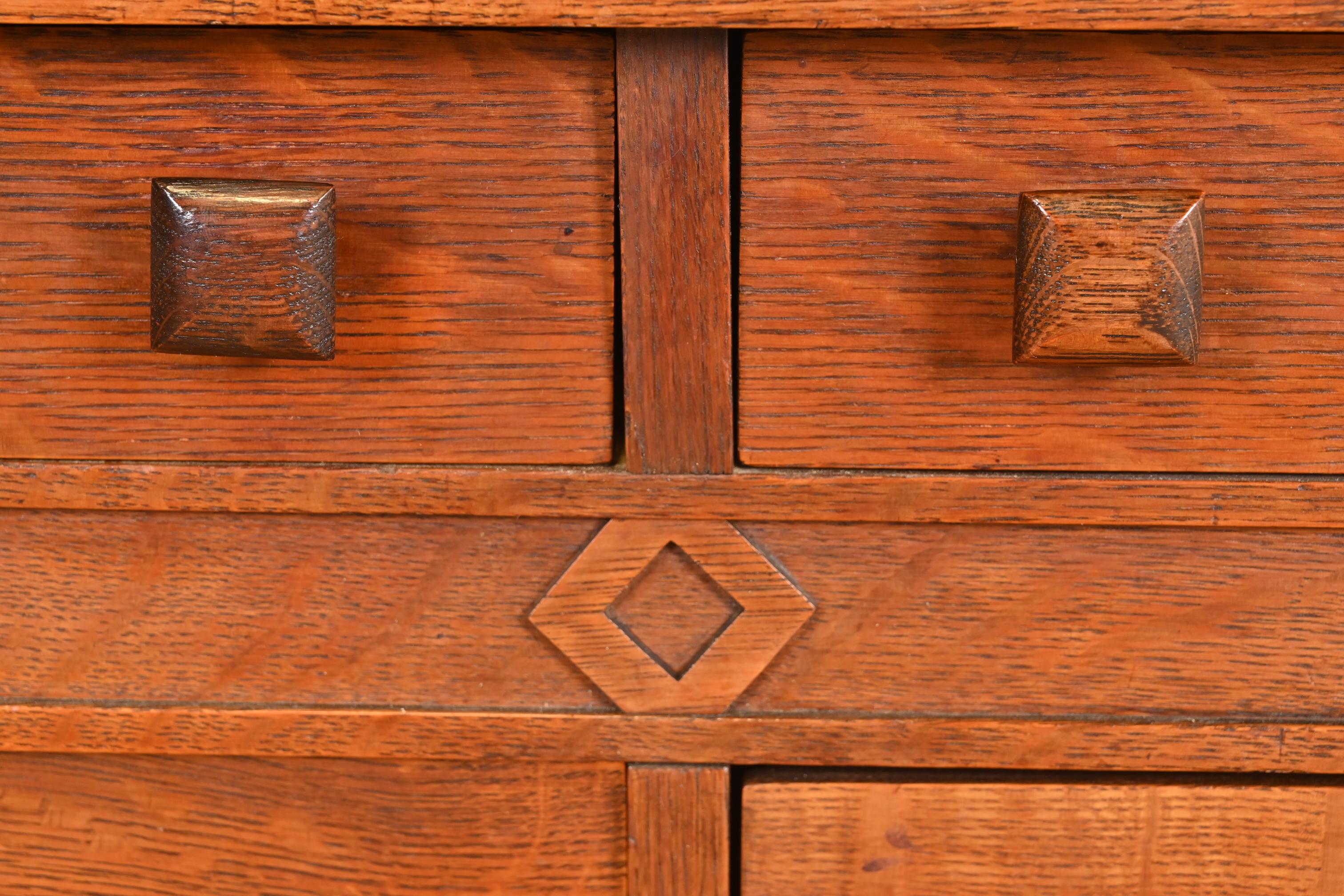Stickley Brothers Style Antique Mission Tiger Oak Arts & Crafts Sideboard For Sale 3