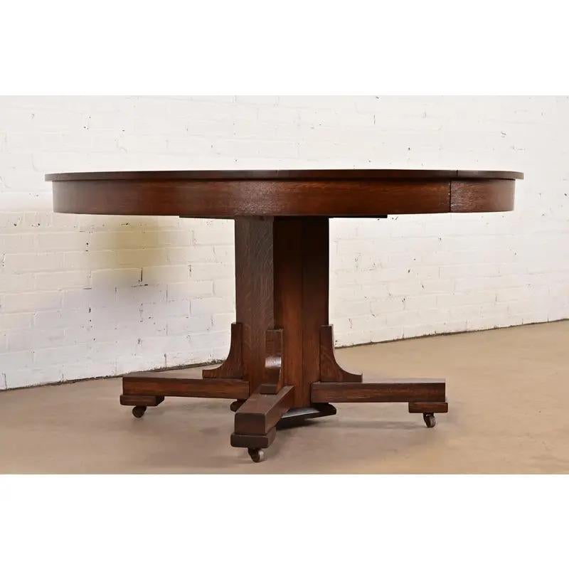 Table de salle à manger à rallonge de style Arts & Crafts de Stickley Brothers, récemment repeinte Bon état - En vente à South Bend, IN